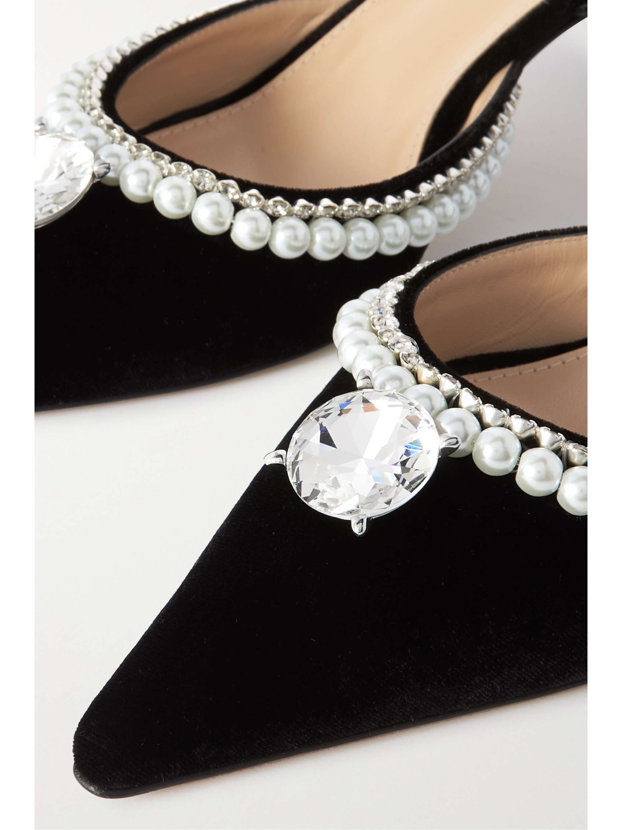 MACH & MACH Embellished velvet mules