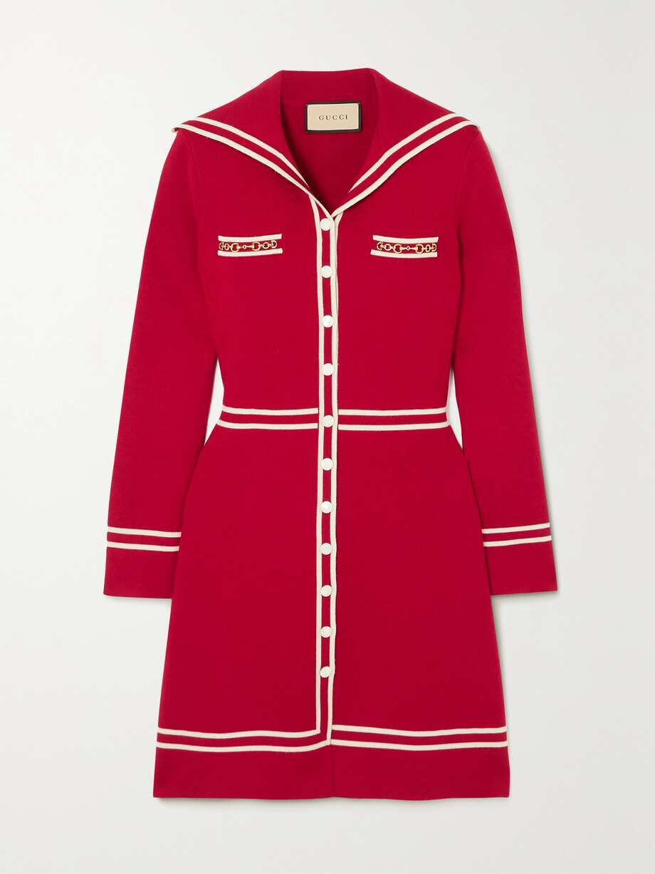 GUCCI Horsebitdetailed jacquardknit wool mini dress NETAPORTER