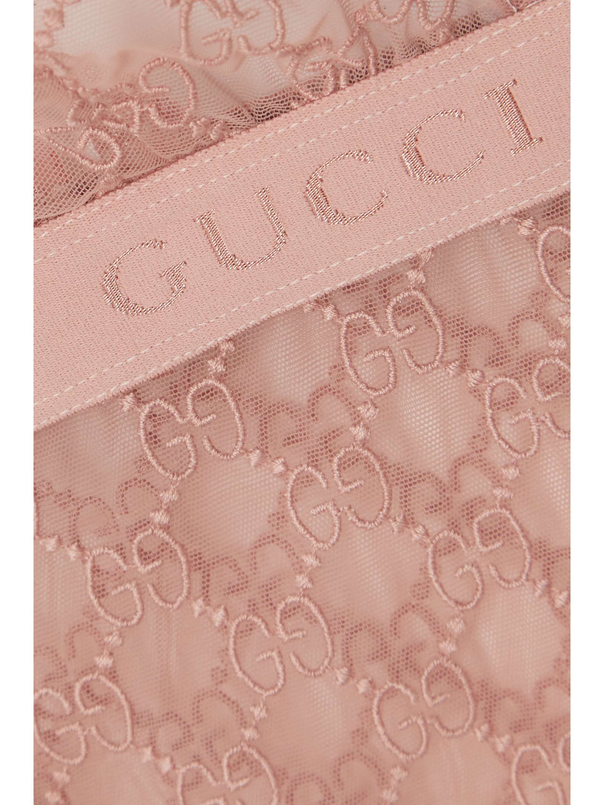 GUCCI Embroidered tulle bodysuit