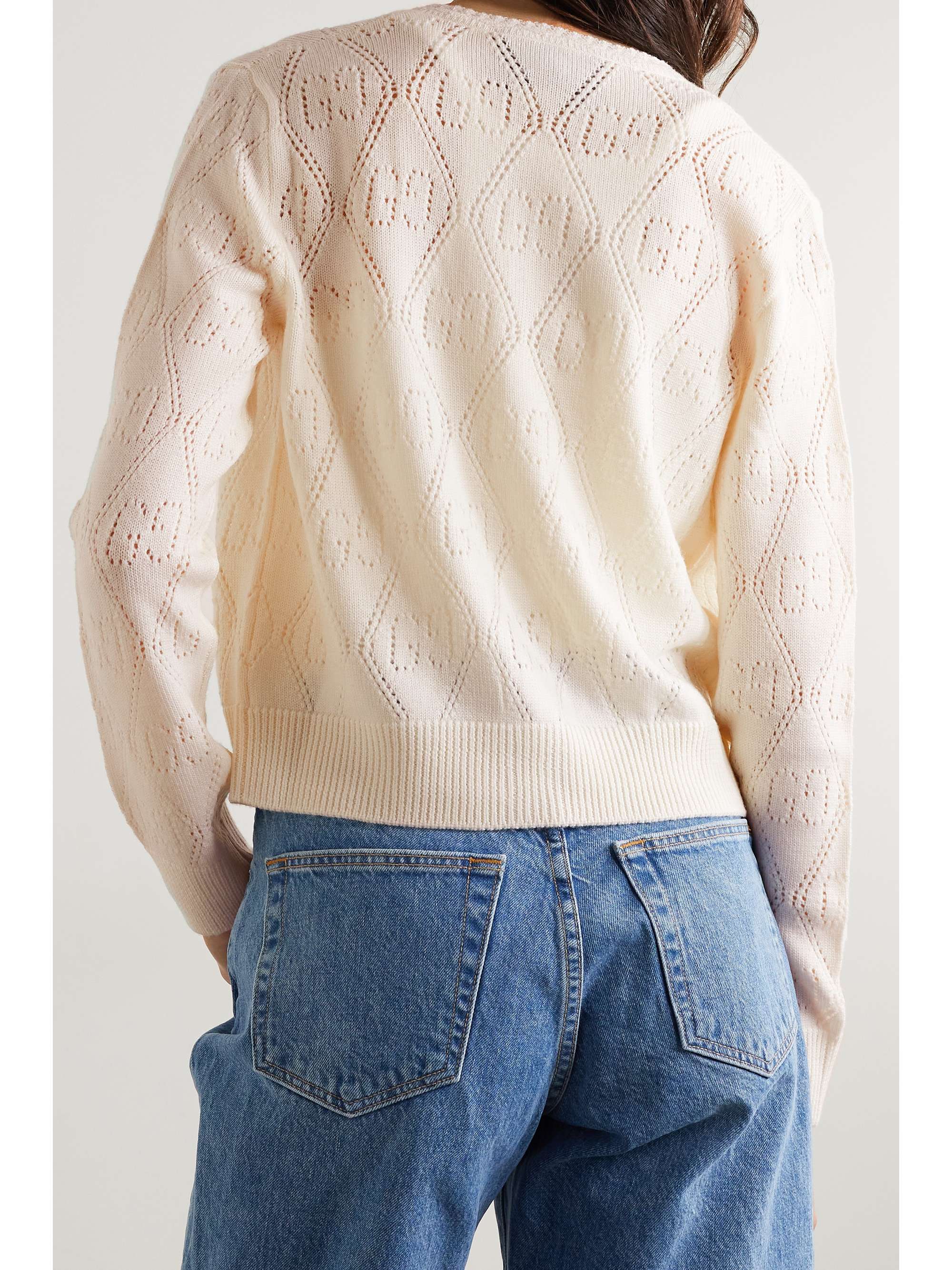 cropped pointelle cardigan