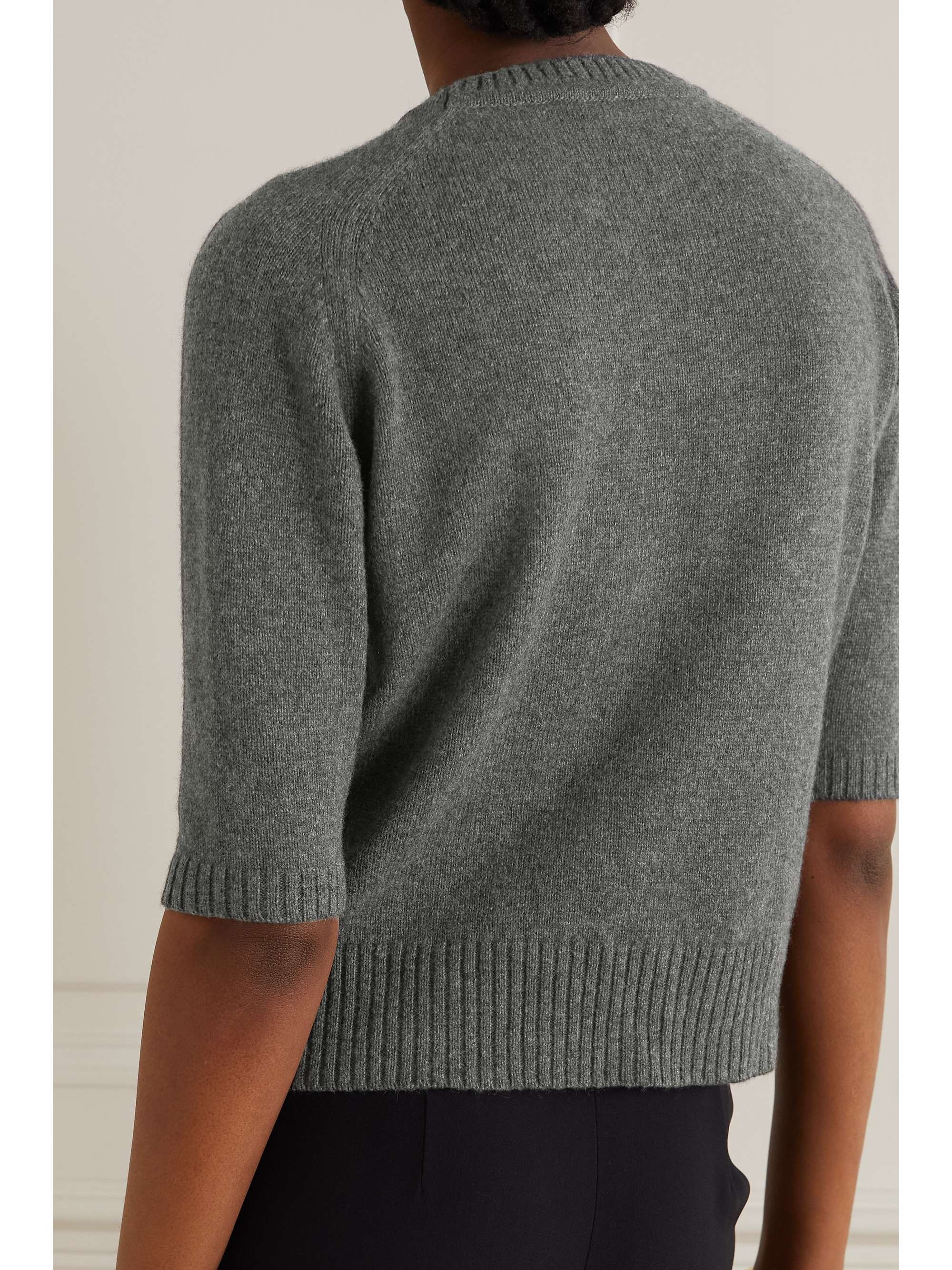 GUCCI Horsebit-detailed leather-trimmed cashmere sweater
