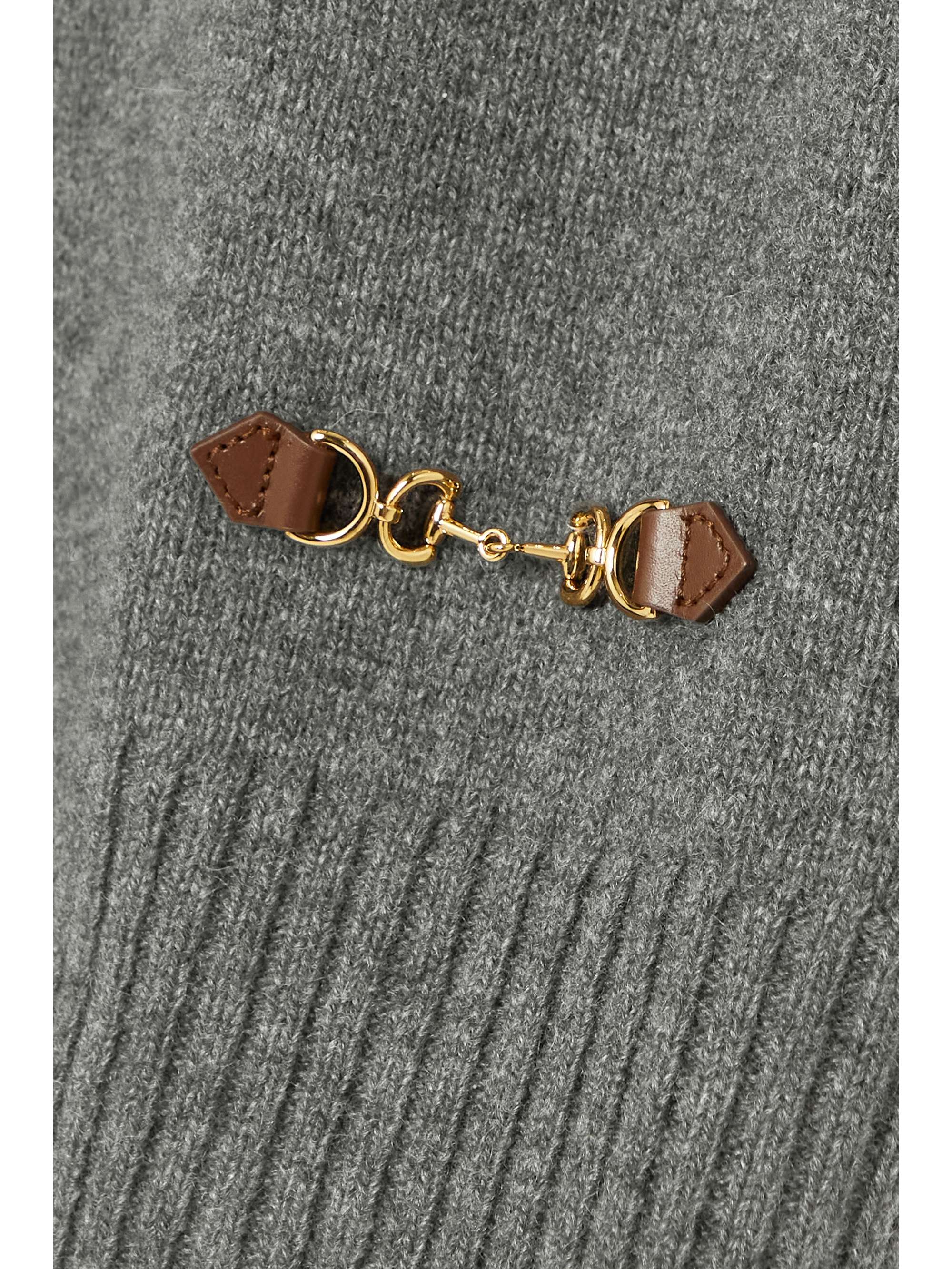 GUCCI Horsebit-detailed leather-trimmed cashmere sweater