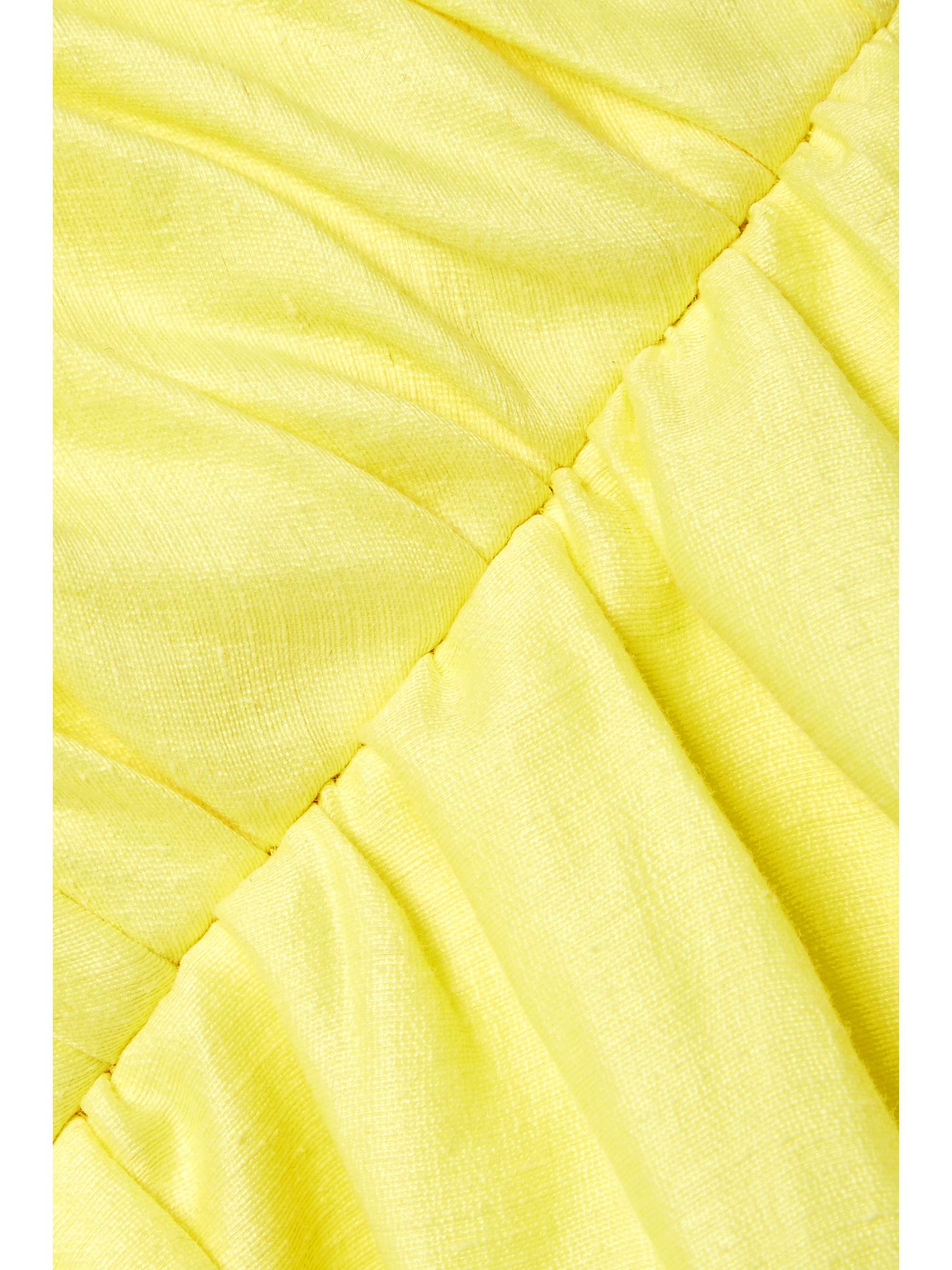 RASARIO Asymmetric ruffled linen-blend dress