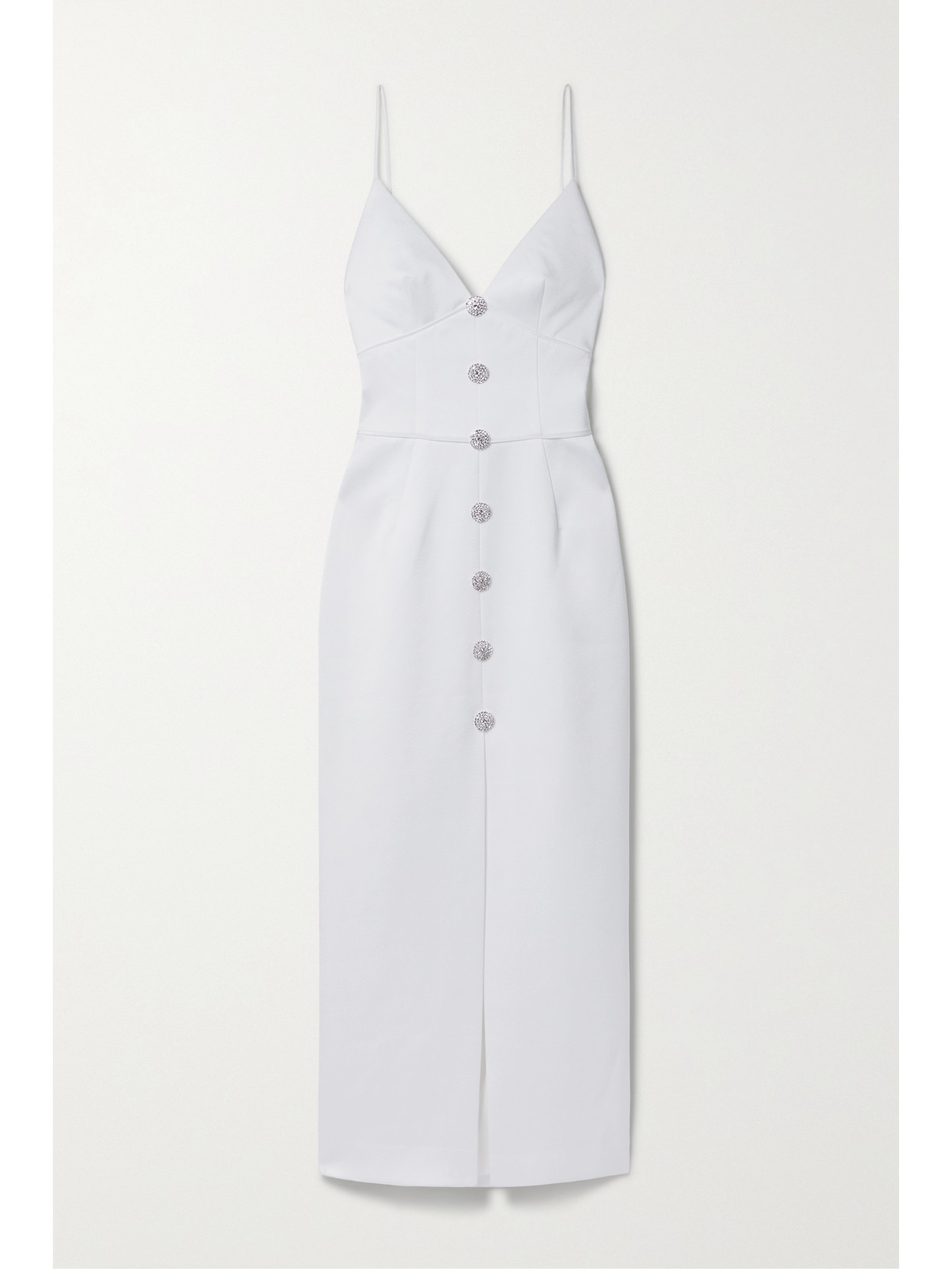 RASARIO Crystal-embellished Hammered-satin Midi Dress - Ivory