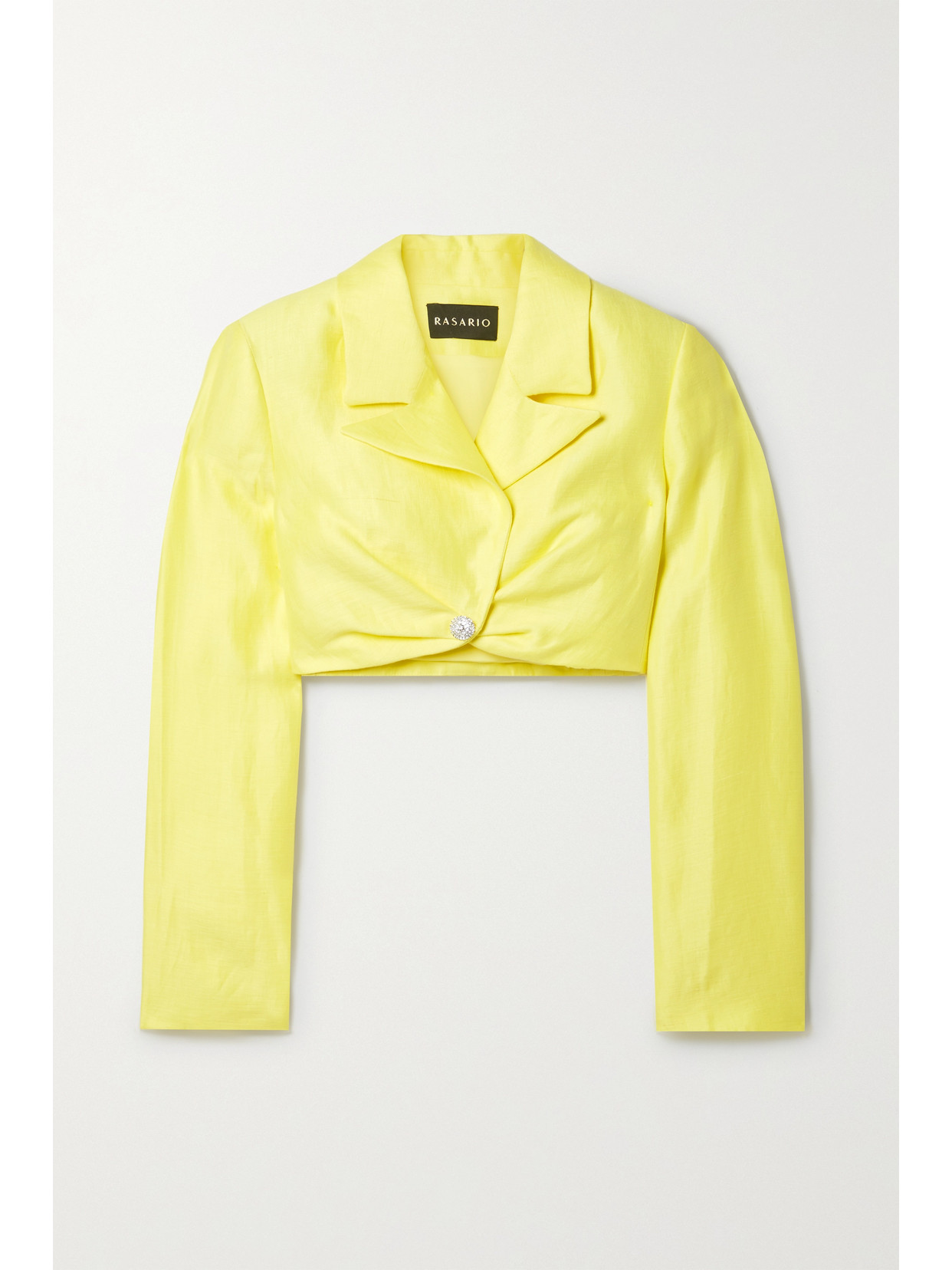 RASARIO - Cropped Crystal-embellished Linen-blend Blazer - Yellow