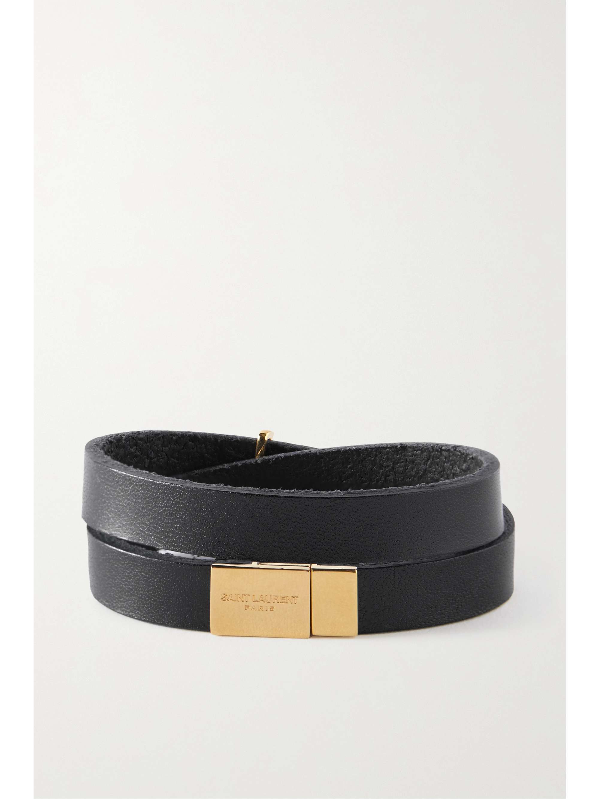 SAINT LAURENT Opyum leather and gold-tone bracelet | NET-A-PORTER