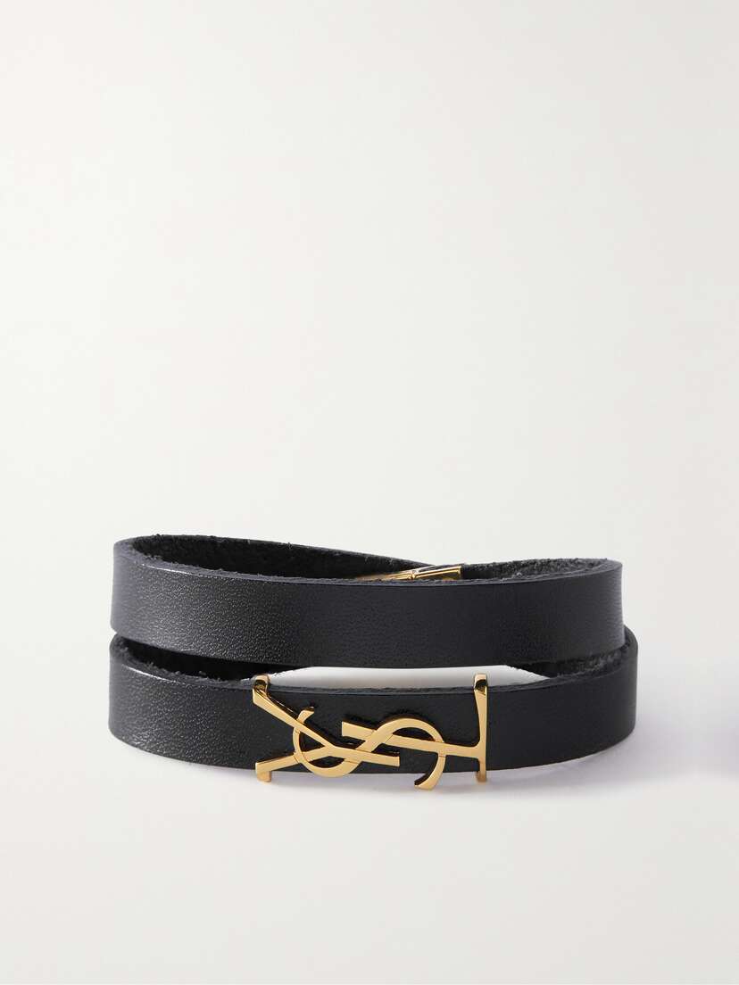 SAINT LAURENT Opyum eather And Gold-tone Bracelet