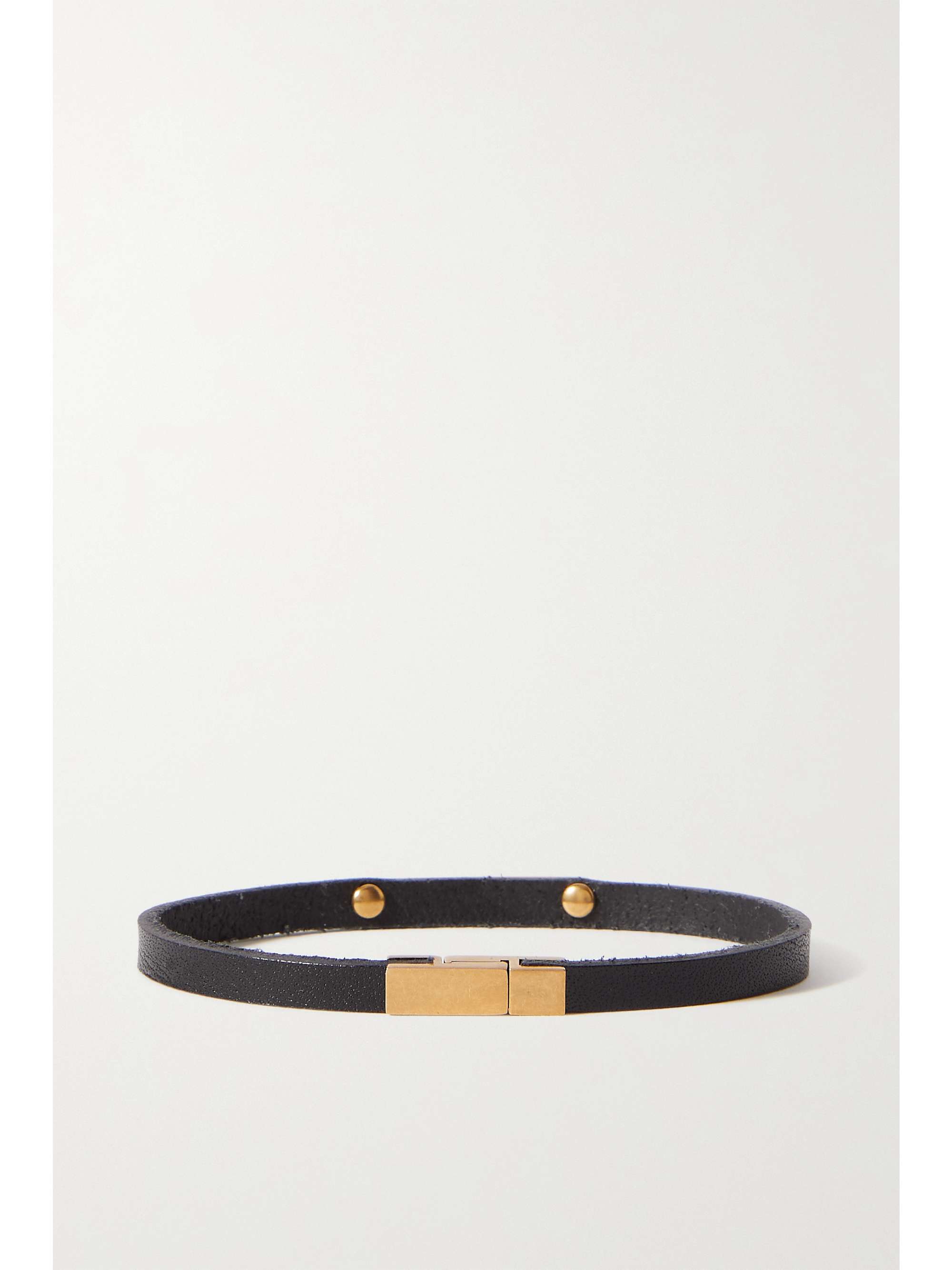 SAINT LAURENT Leather and gold-tone bracelet