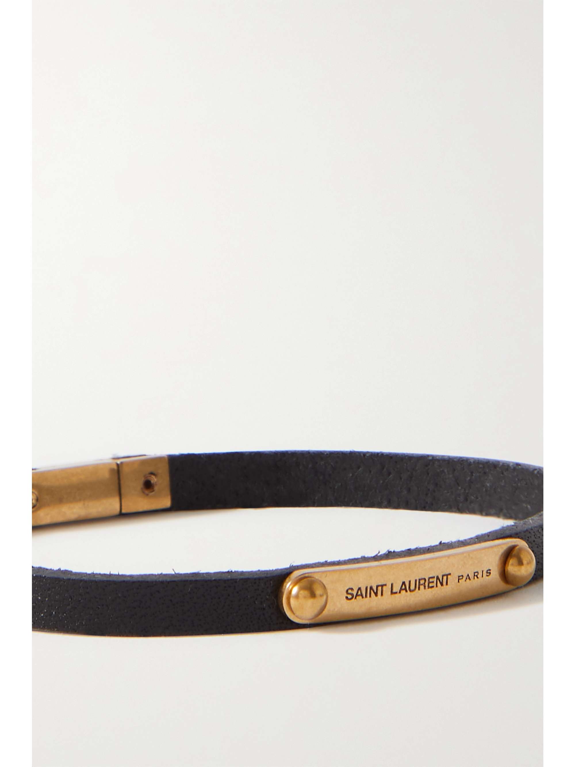 SAINT LAURENT Leather and gold-tone bracelet