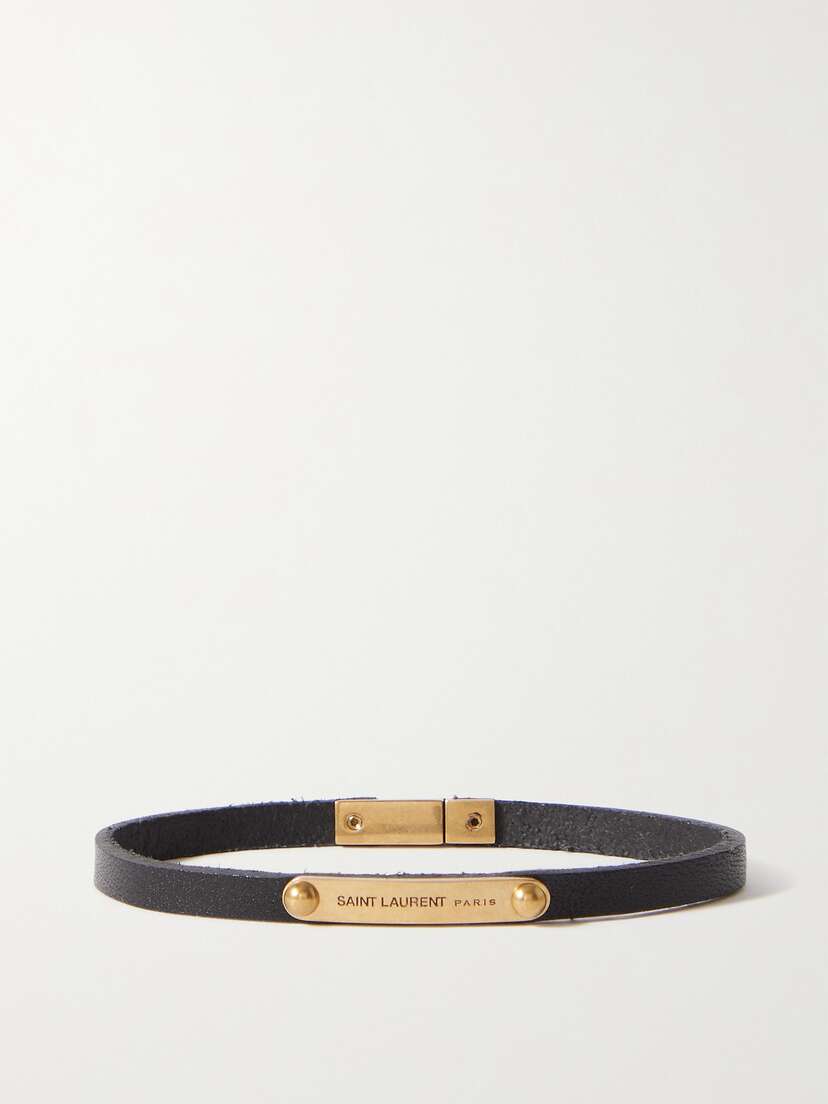 Saint Laurent Leather And Gold-tone Bracelet