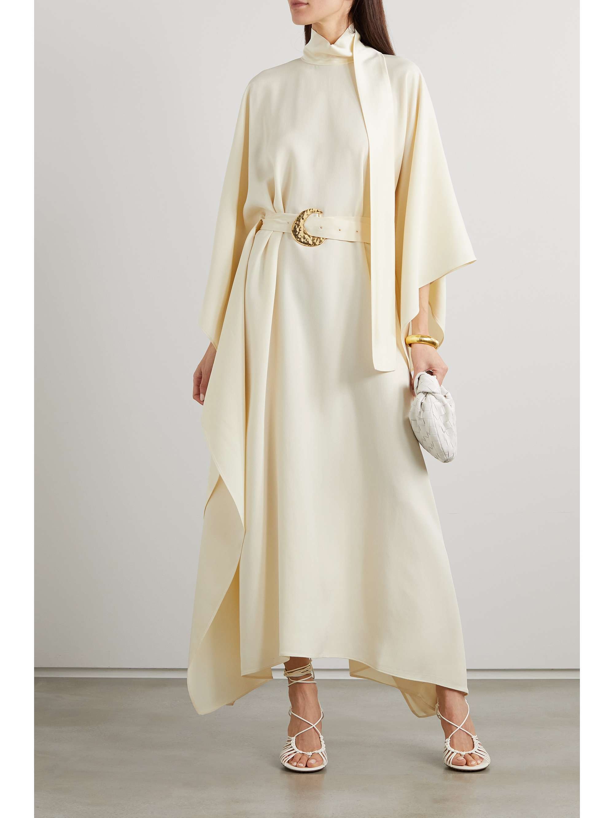 Ivory El Sol belted crepe kaftan 