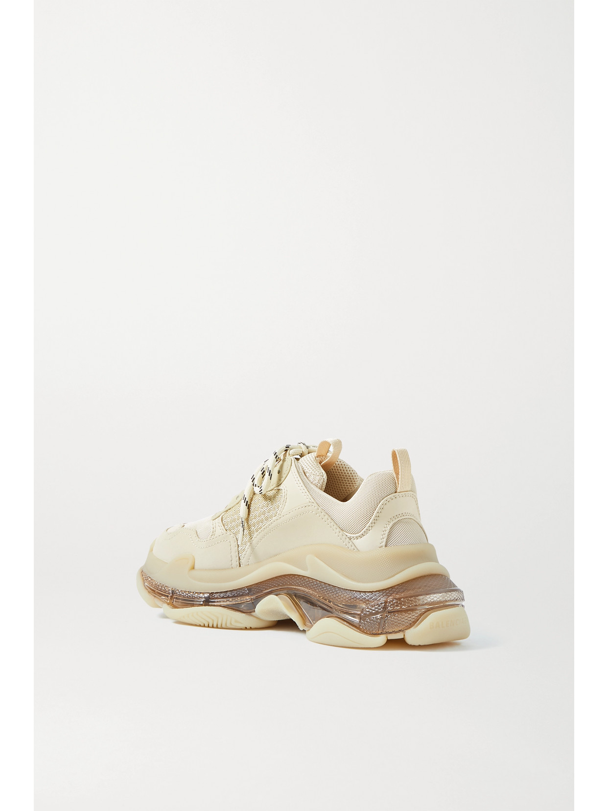 Shop Balenciaga Triple S Clear Sole Logo-embroidered Faux Leather And Mesh Sneakers In Neutrals