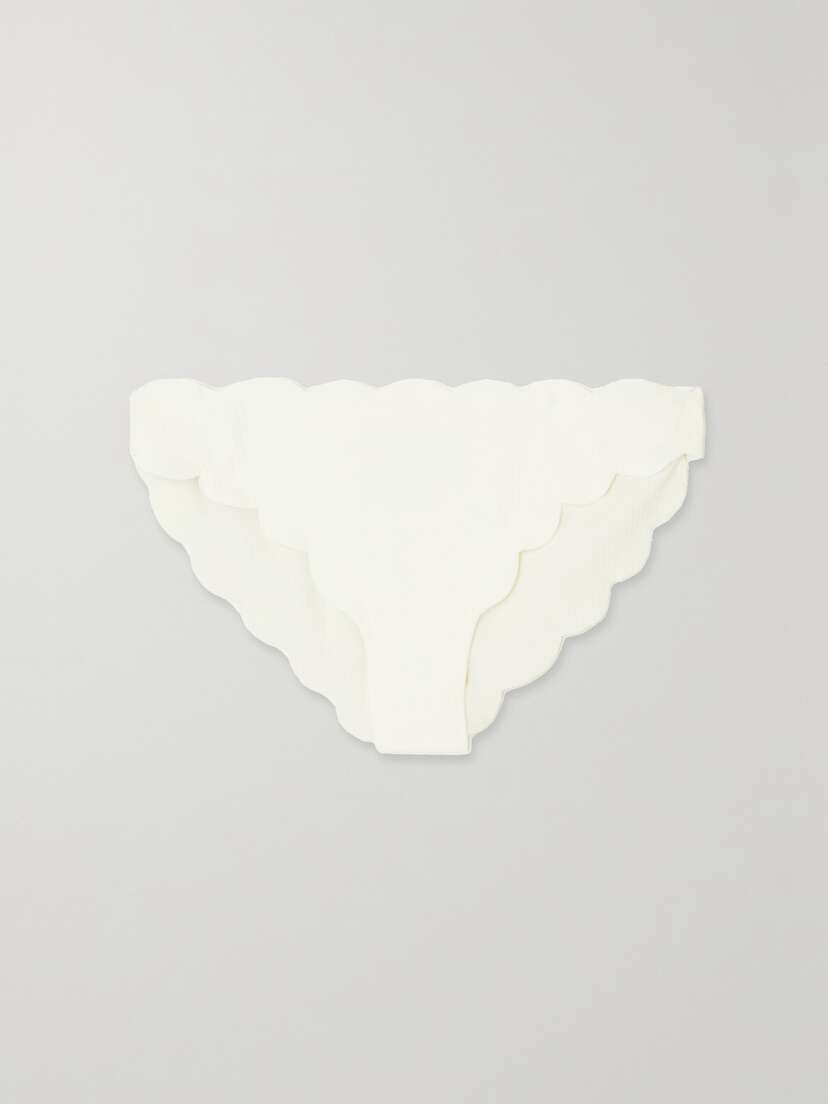 Marysia + Net Sustain Antibes Scalloped Recycled Seersucker Bikini Briefs