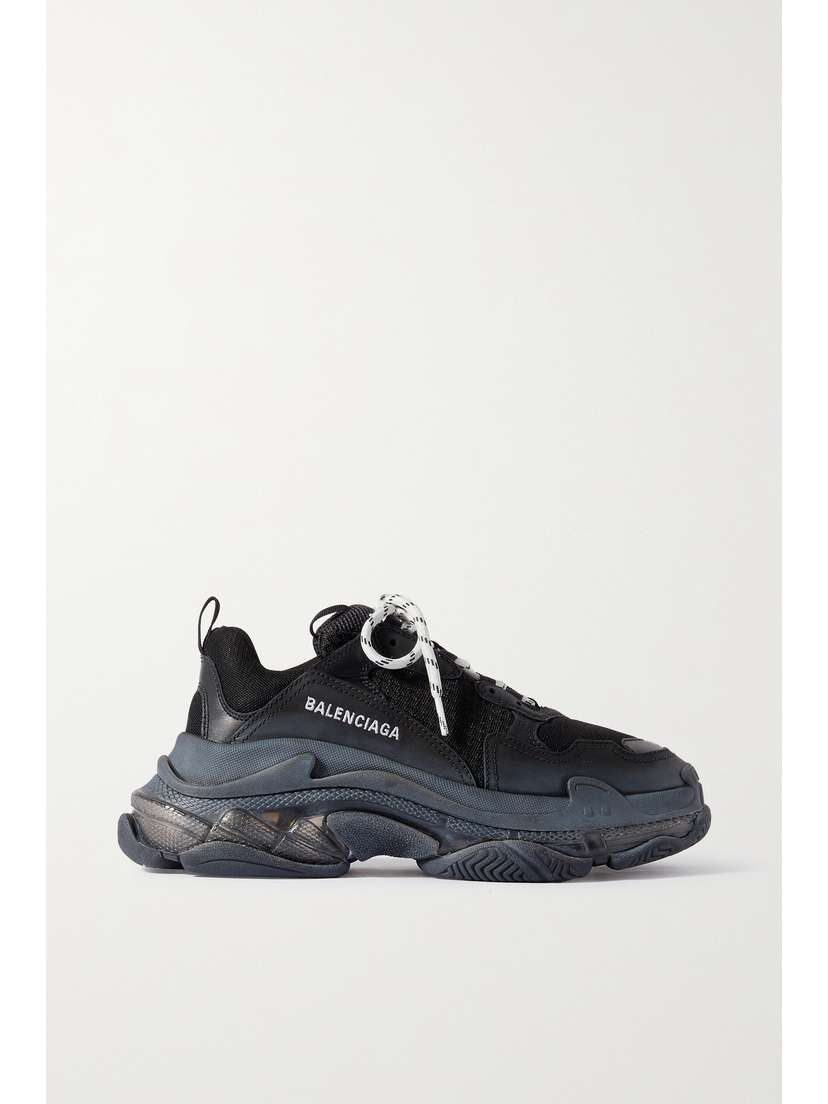 Balenciaga Triple S Clear Sole Logo-embroidered Leather, Nubuck And Mesh Sneakers