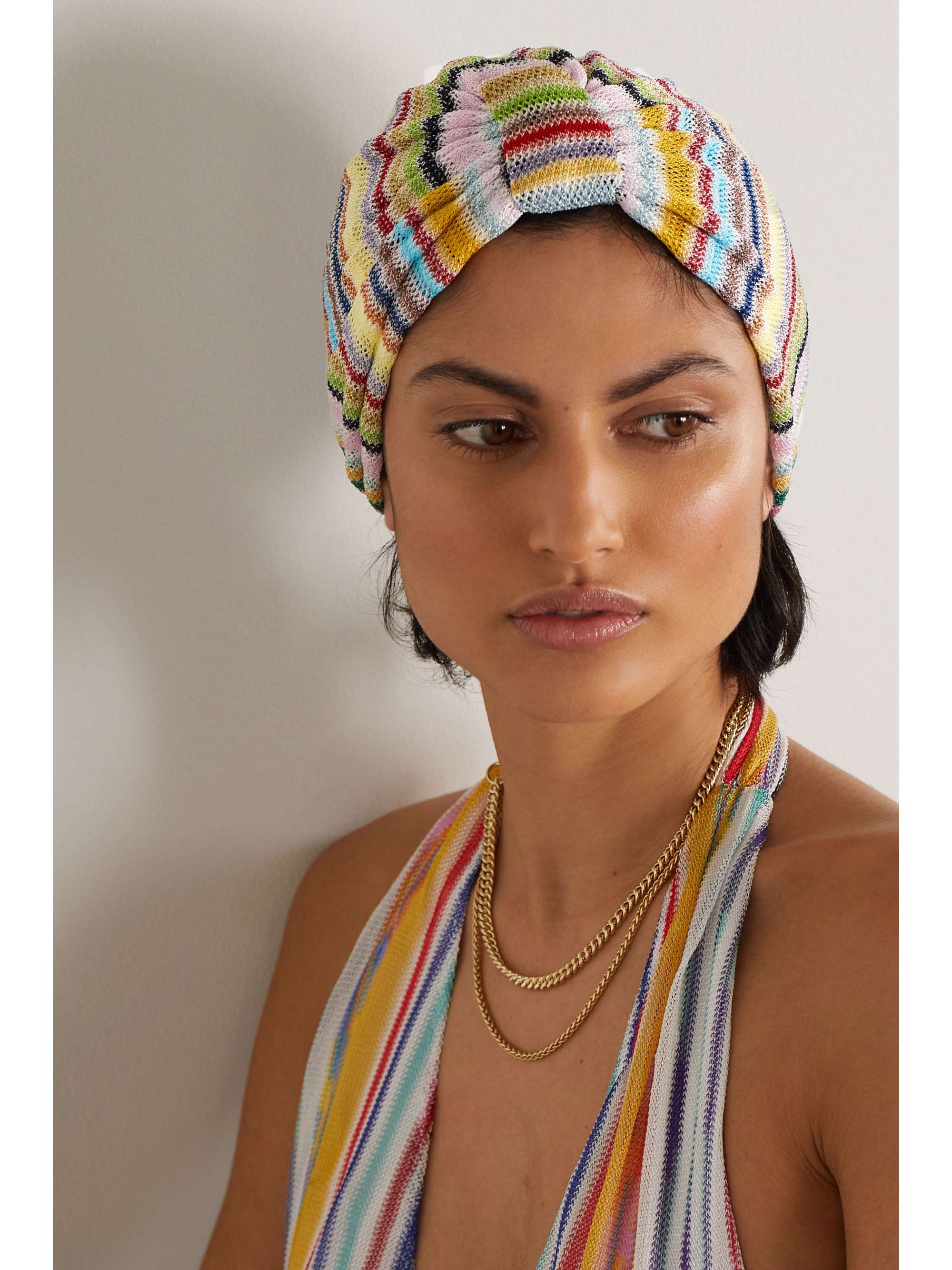 MISSONI Striped crochet-knit hair wrap