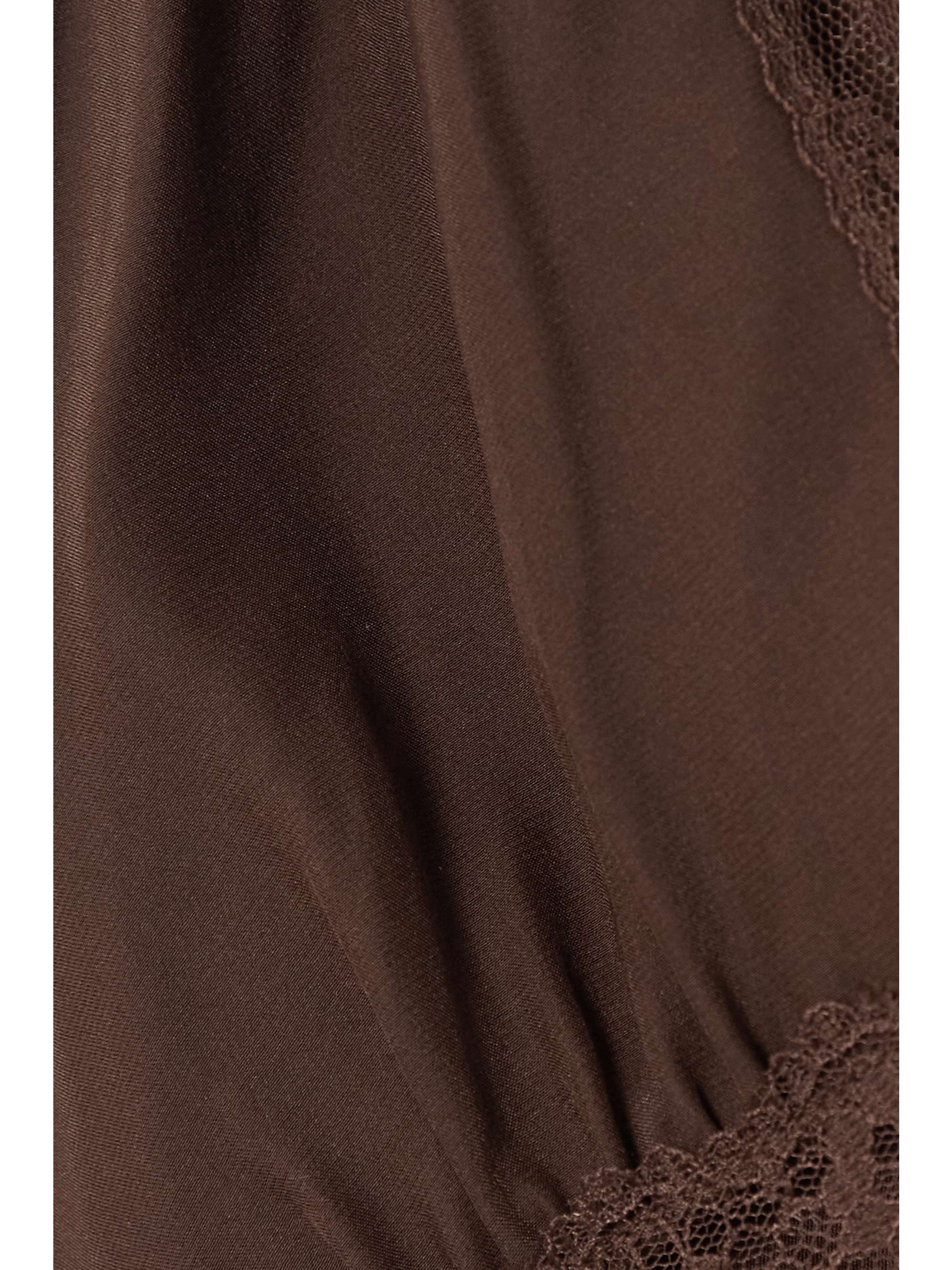 Brown Provence open-back lace-trimmed silk-charmeuse midi dress | REFORMATION | NET-A-PORTER