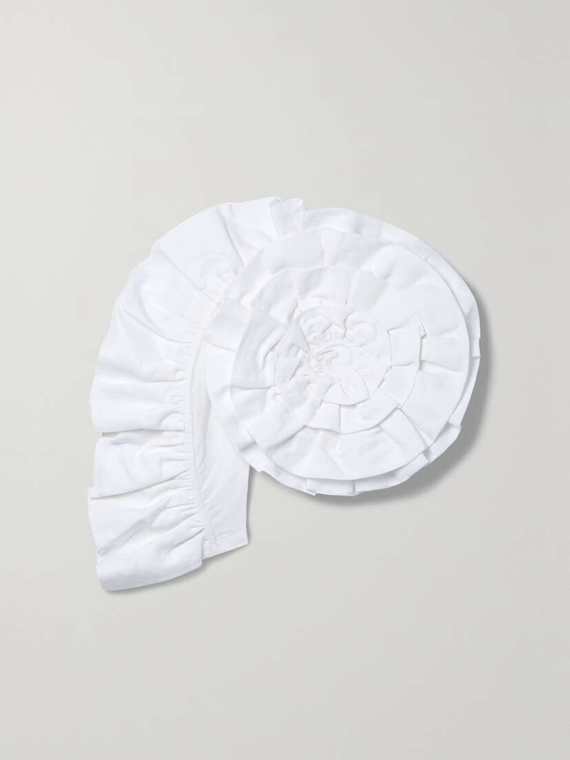 Mara Hoffman Minerva One-sleeve Ruffled Linen And Organic Cotton-blend Top