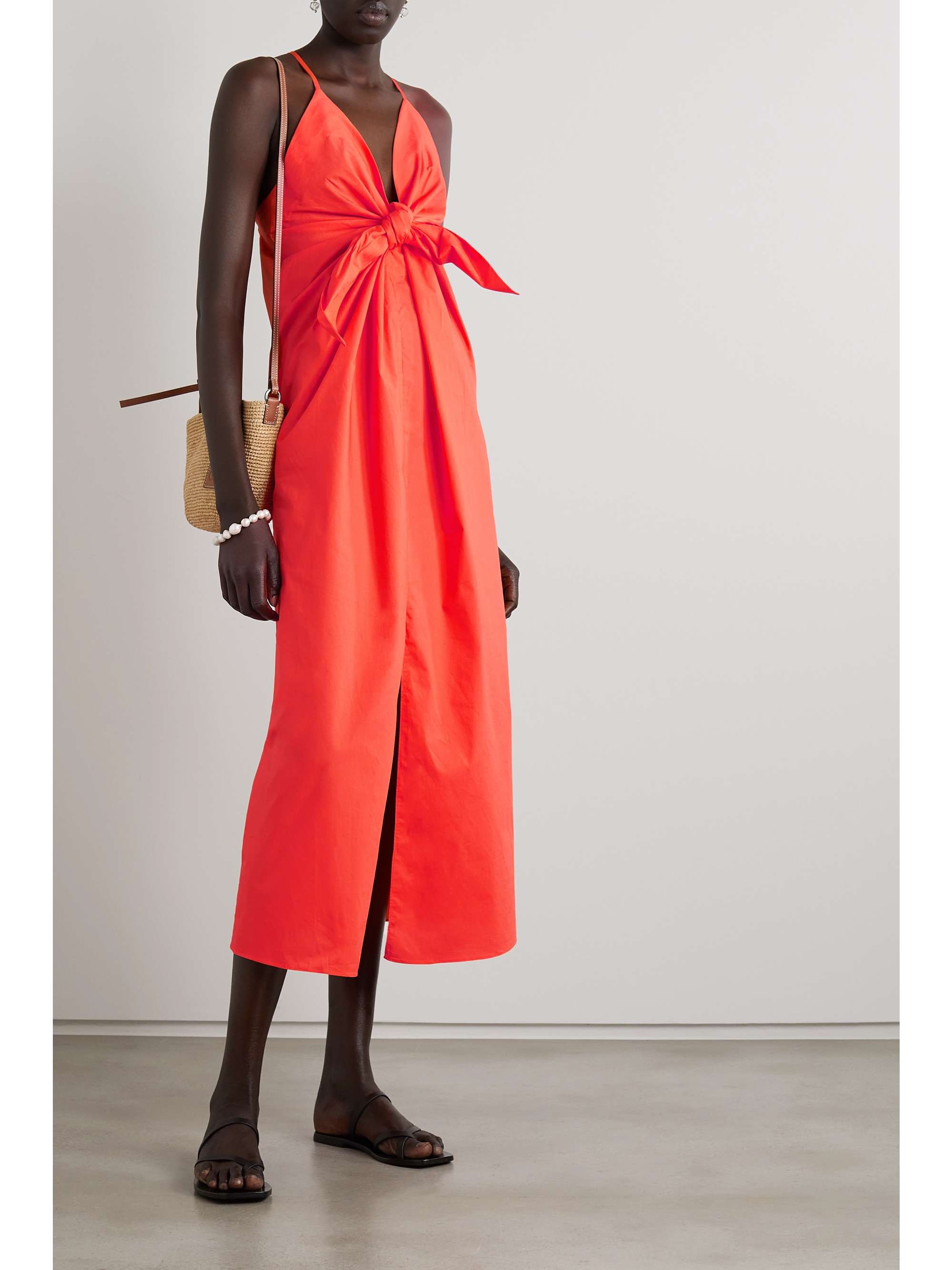 MARA HOFFMAN Lolita tie-front organic cotton-poplin dress