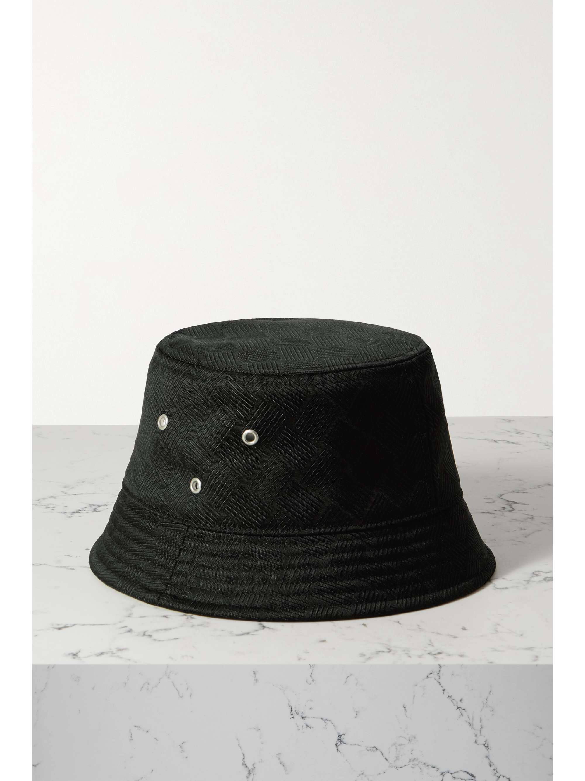 Black Shell-jacquard bucket hat 