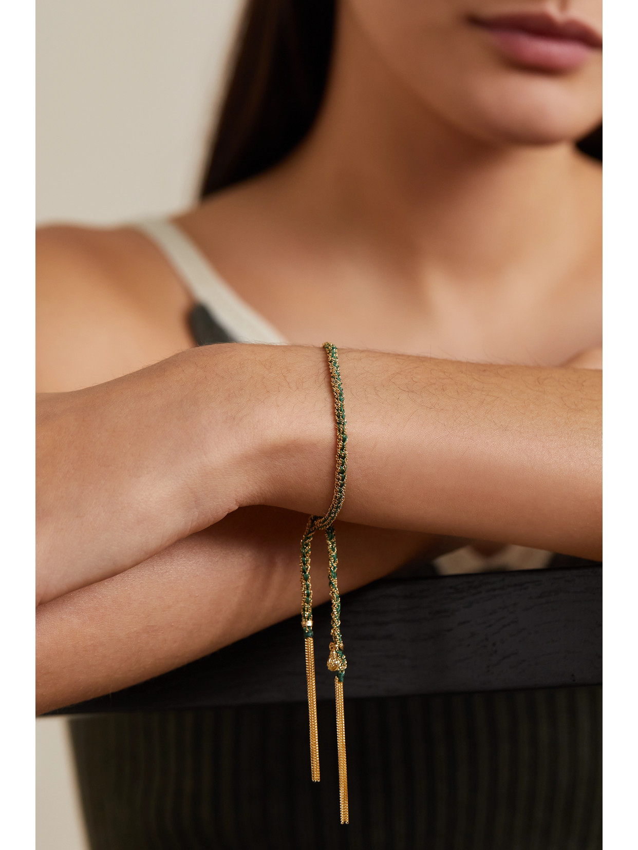 Shop Carolina Bucci Fortune Lucky 18-karat Gold And Silk Bracelet