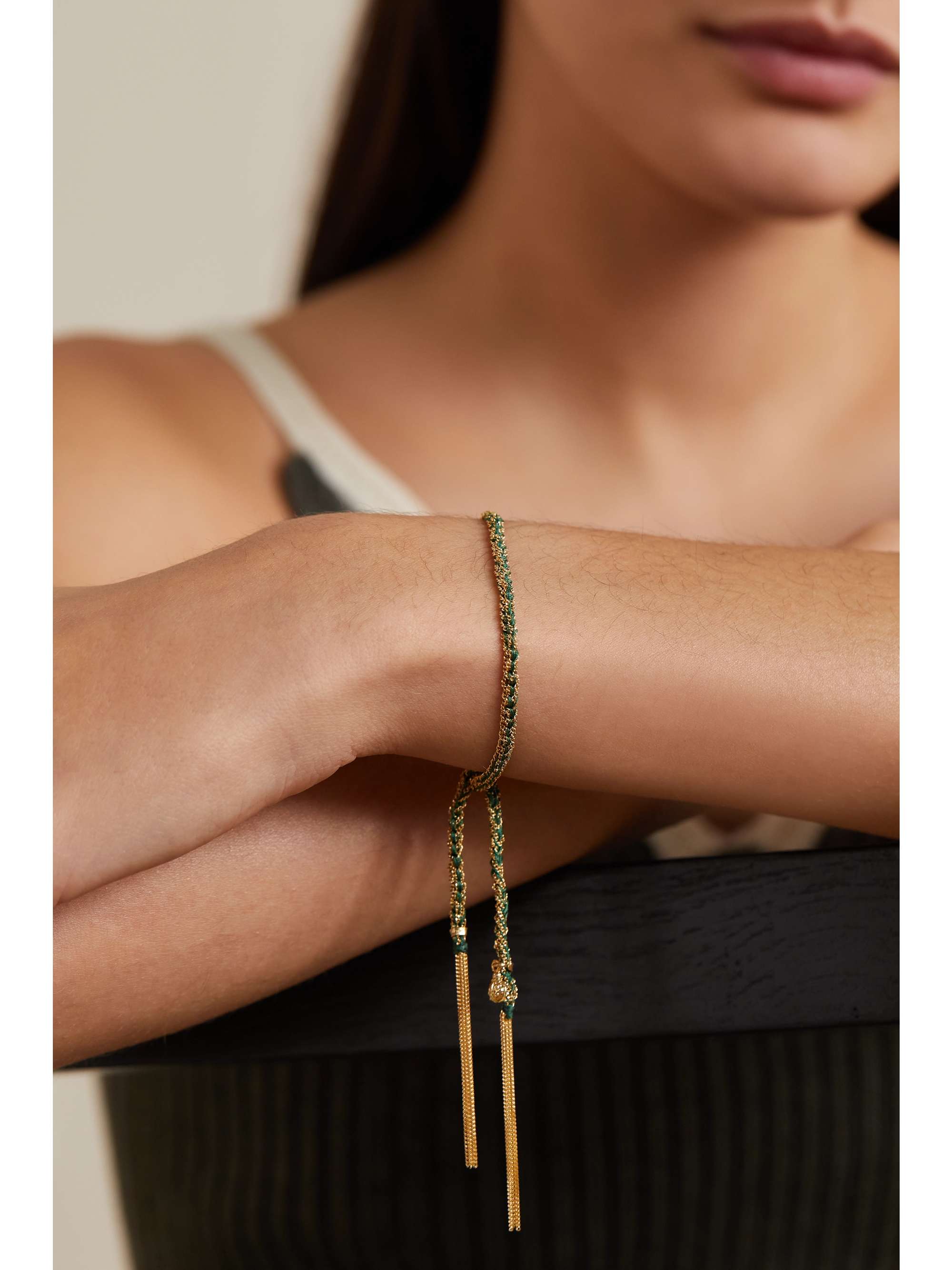 CAROLINA BUCCI Fortune Lucky Armband aus 18 Karat Gold und Seide