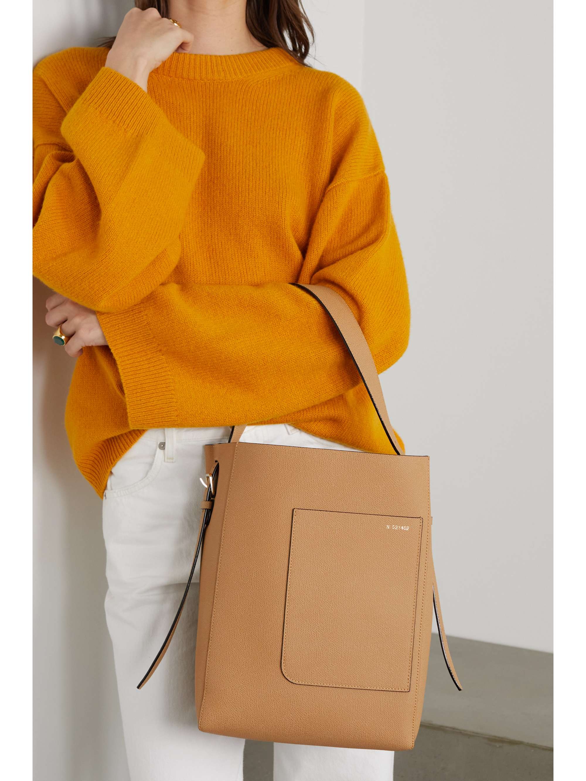 VALEXTRA Secchiello printed textured-leather tote