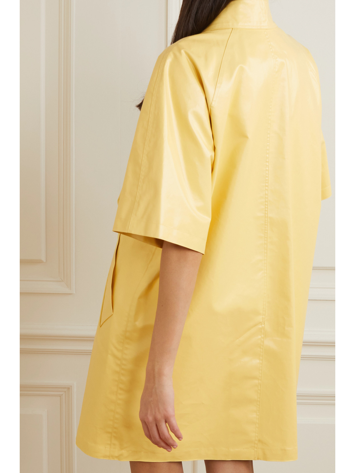 Shop Max Mara Tondo Double-breasted Coated-cotton Coat In Yellow