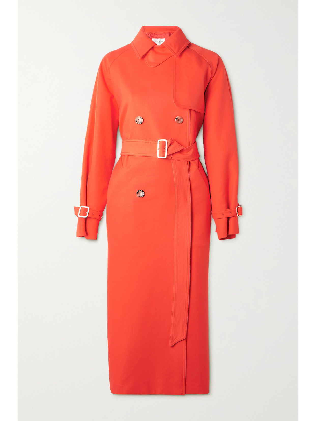 Max Mara Egemone Double-breasted Cotton-gabardine Coat In Orange