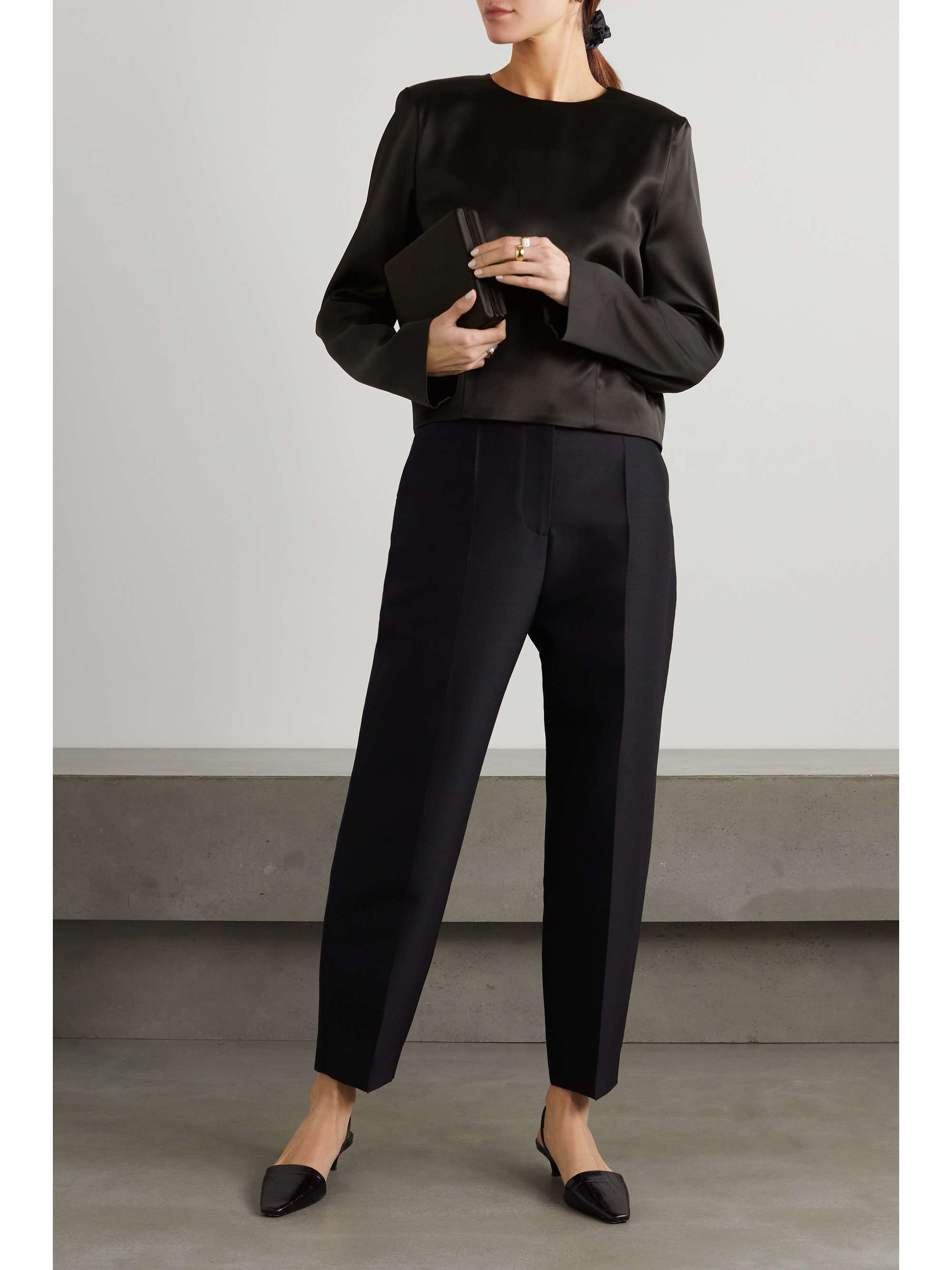Black Satin blouse | TOTÊME | NET-A-PORTER