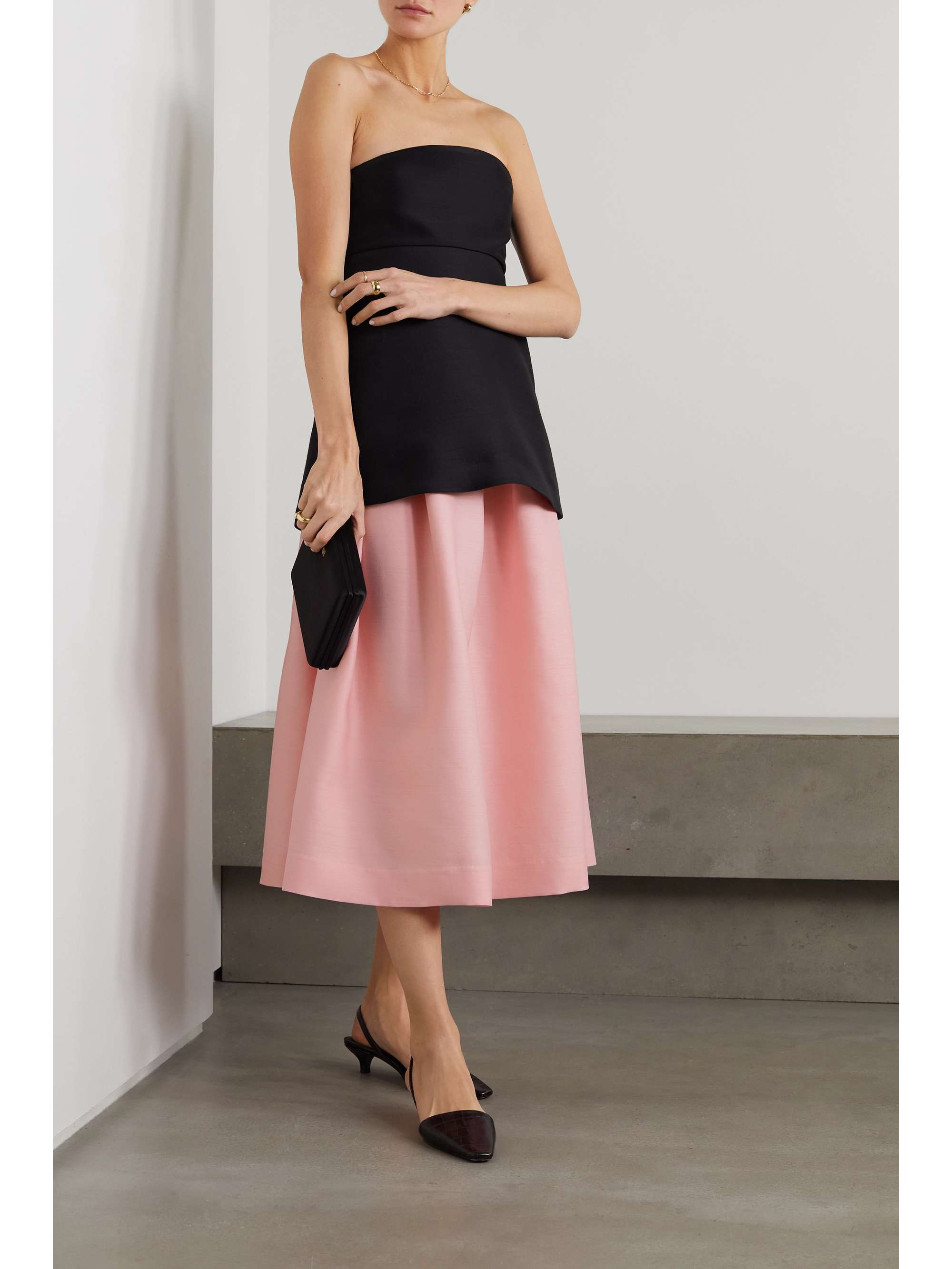 silk wool midi skirt