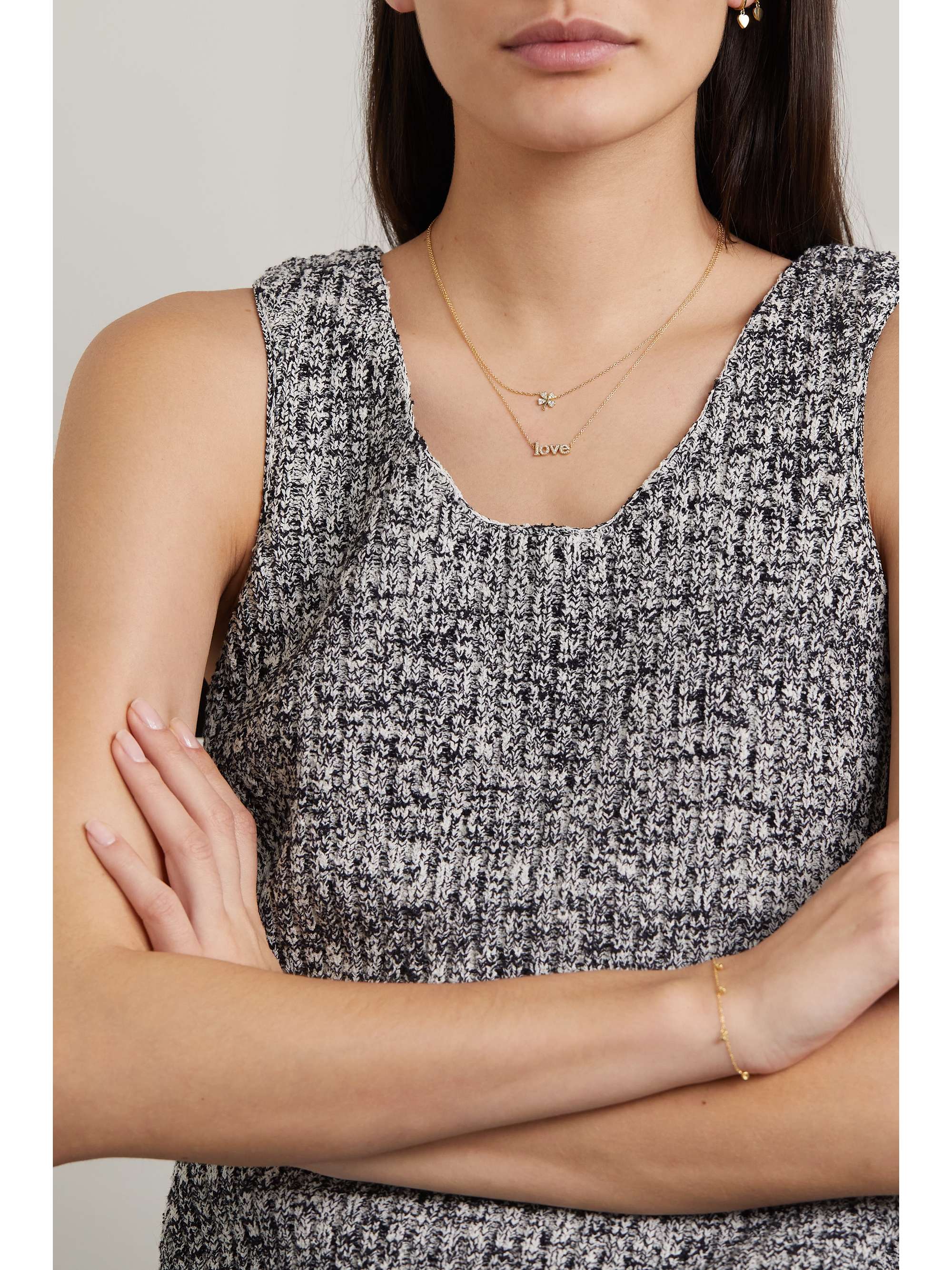 JENNIFER MEYER Mini Clover 18-karat gold diamond necklace