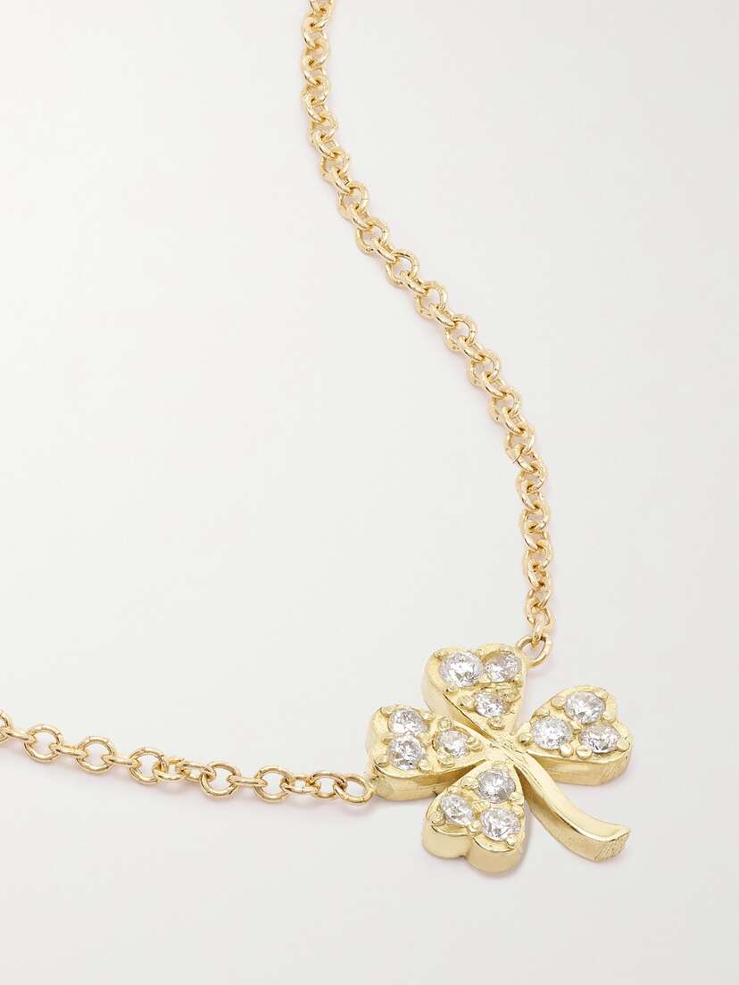 Jennifer Meyer Mini Clover 18-karat Gold Diamond Necklace