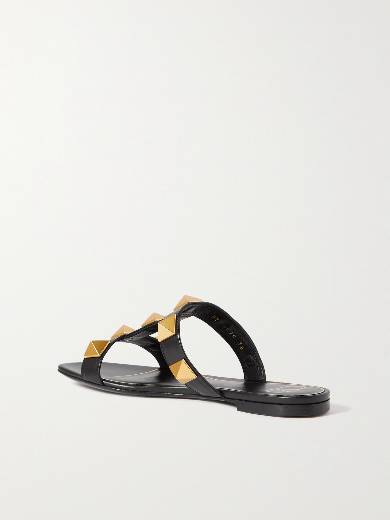 Shop Valentino Garavani Roman Stud Leather Sandals In Black