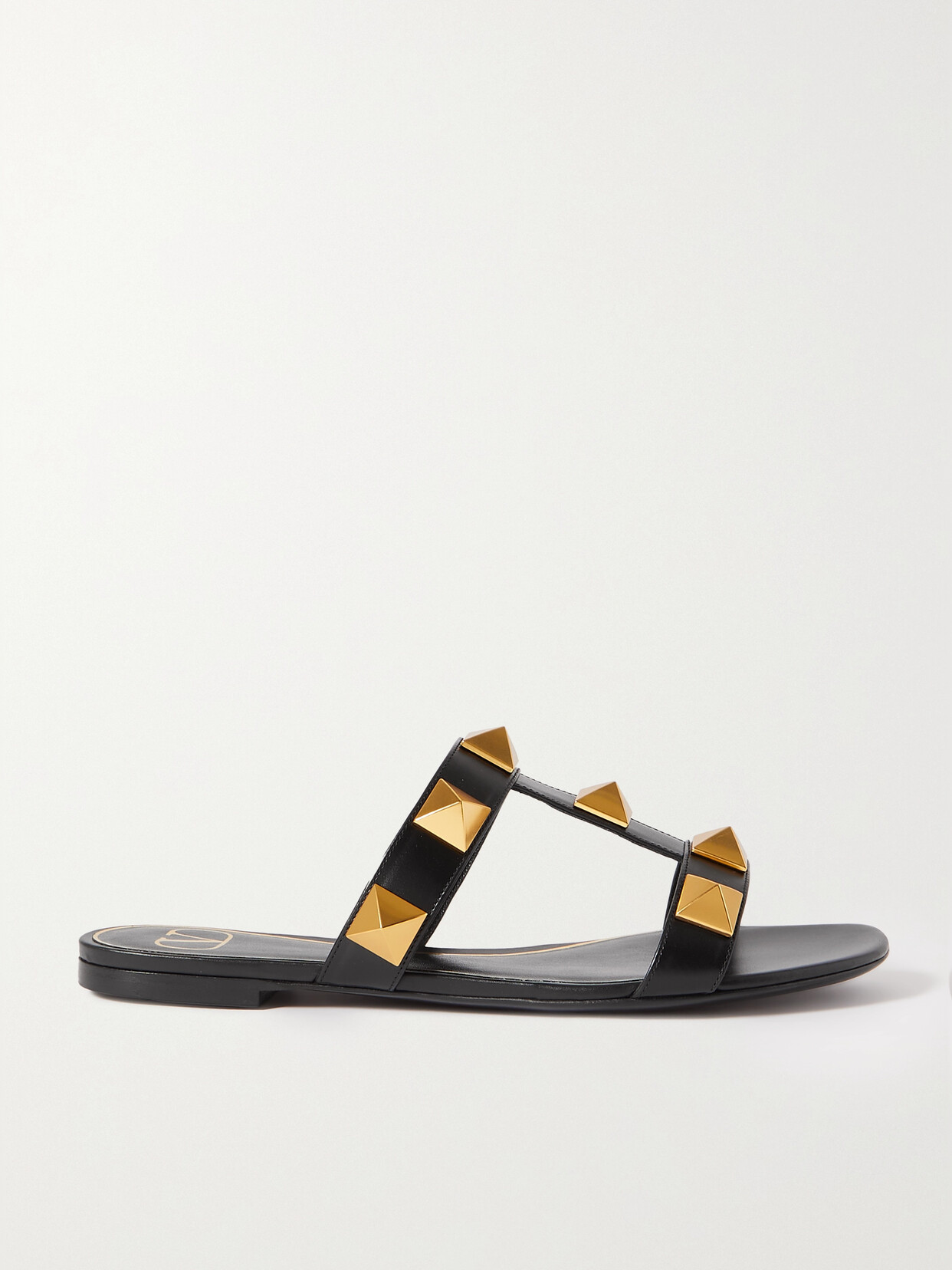 Shop Valentino Garavani Roman Stud Leather Sandals In Black