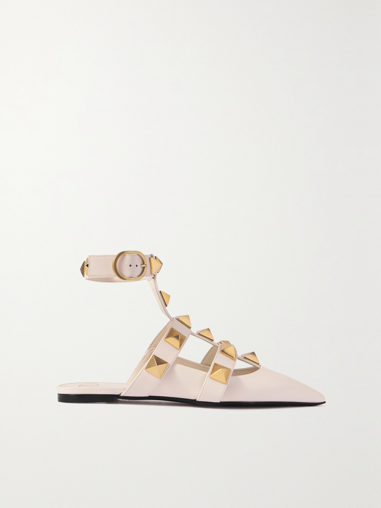 Valentino Garavani Valentino Garavani Roman Stud Leather Point-toe Flats - Ivory