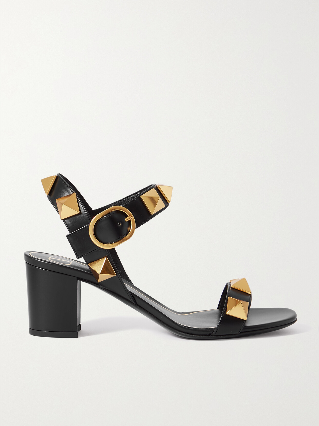 Valentino Roman Stud 60mm Block-heel Sandals In Black
