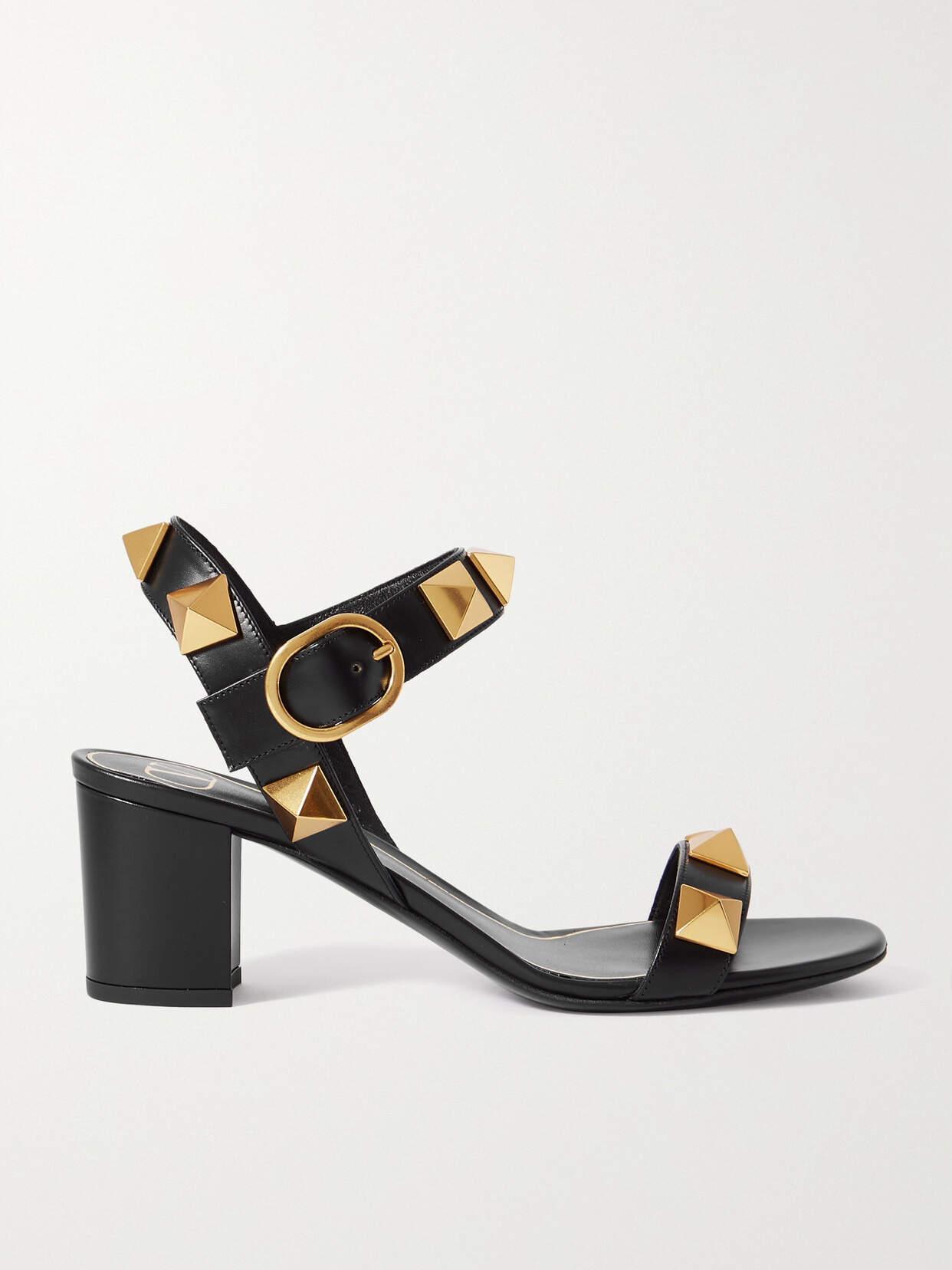 Valentino Garavani Roman Stud Leather Sandals In Nera