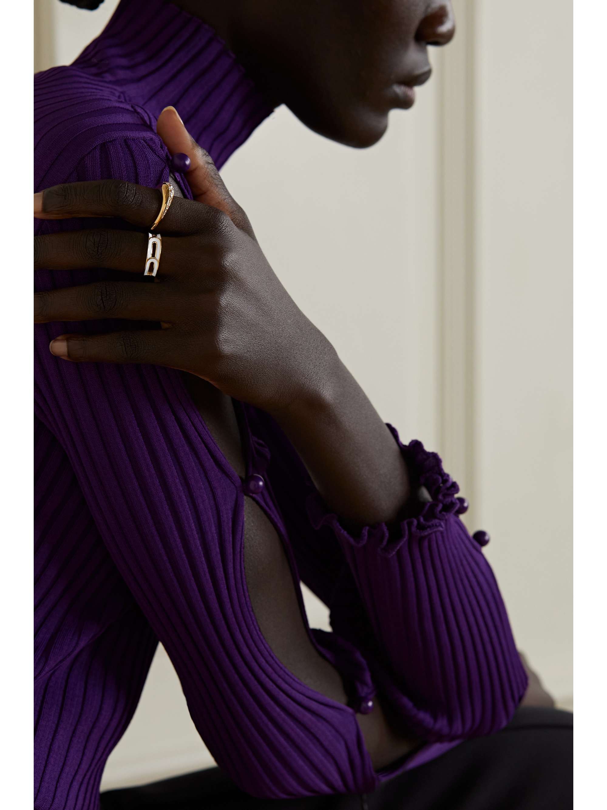 MELISSA KAYE Kira 18-karat gold and enamel ring