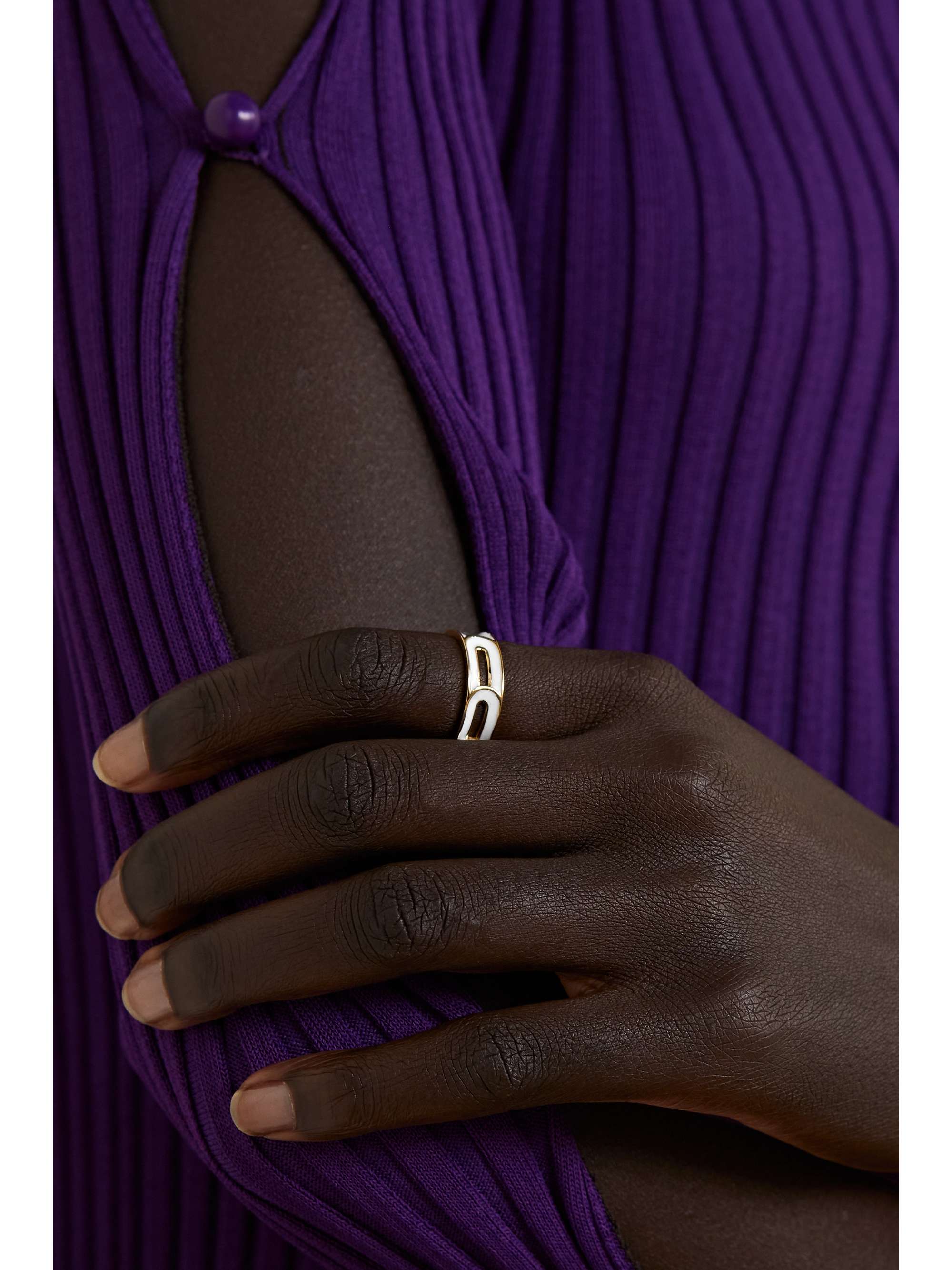 MELISSA KAYE Kira 18-karat gold and enamel ring