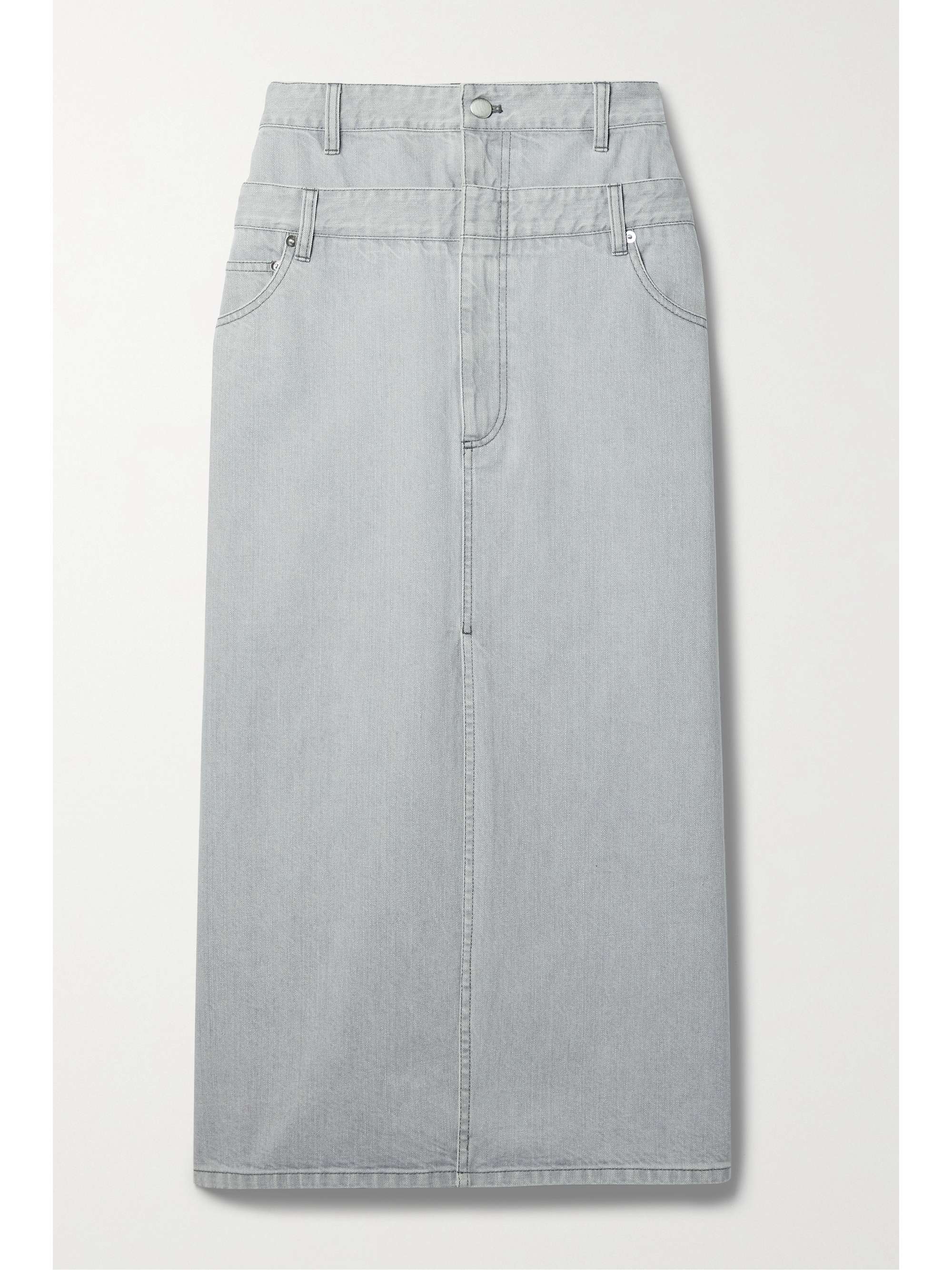 Light gray Denim midi skirt | TIBI 