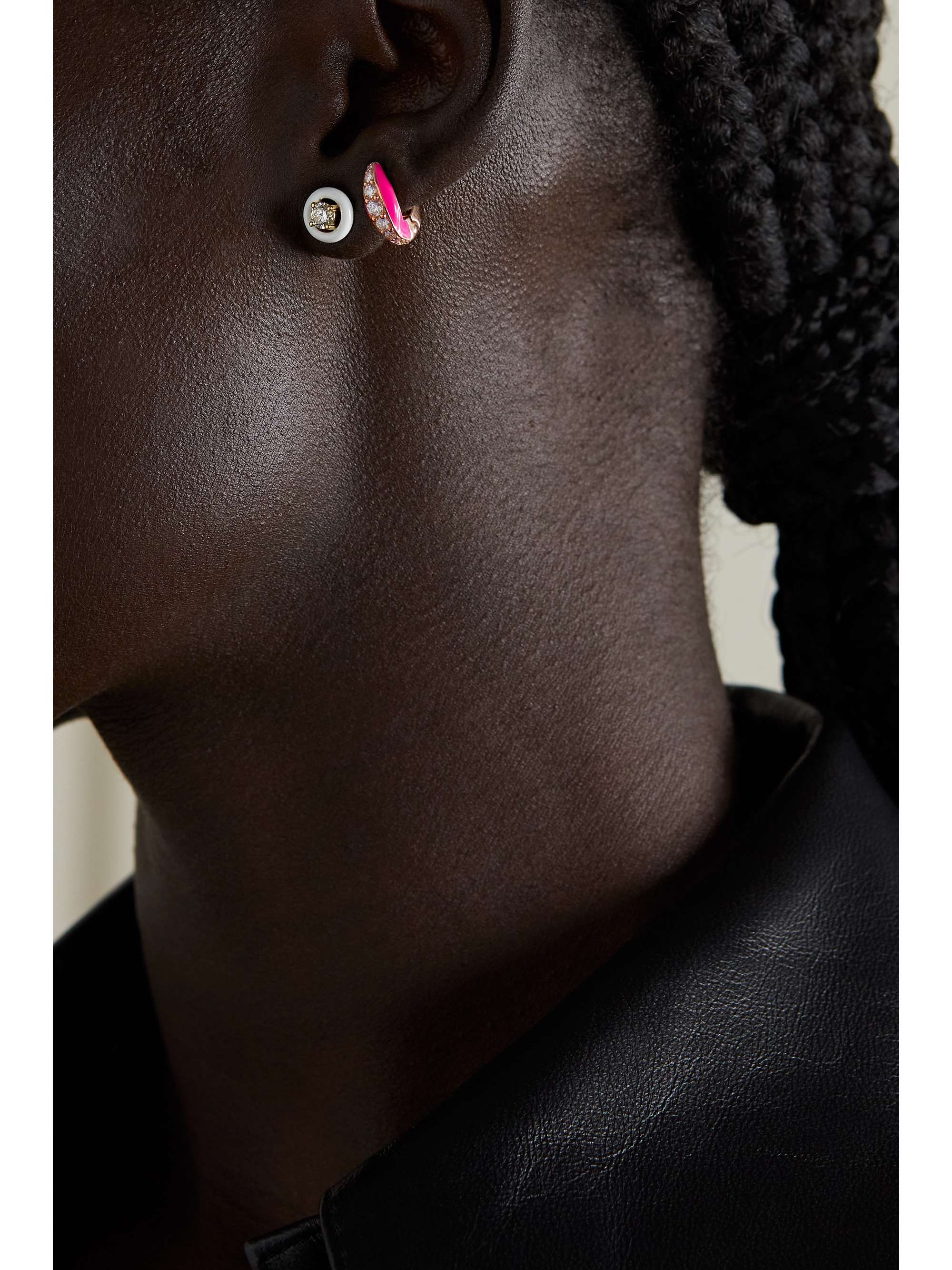 MELISSA KAYE Remi 18-karat gold, diamond and enamel earrings