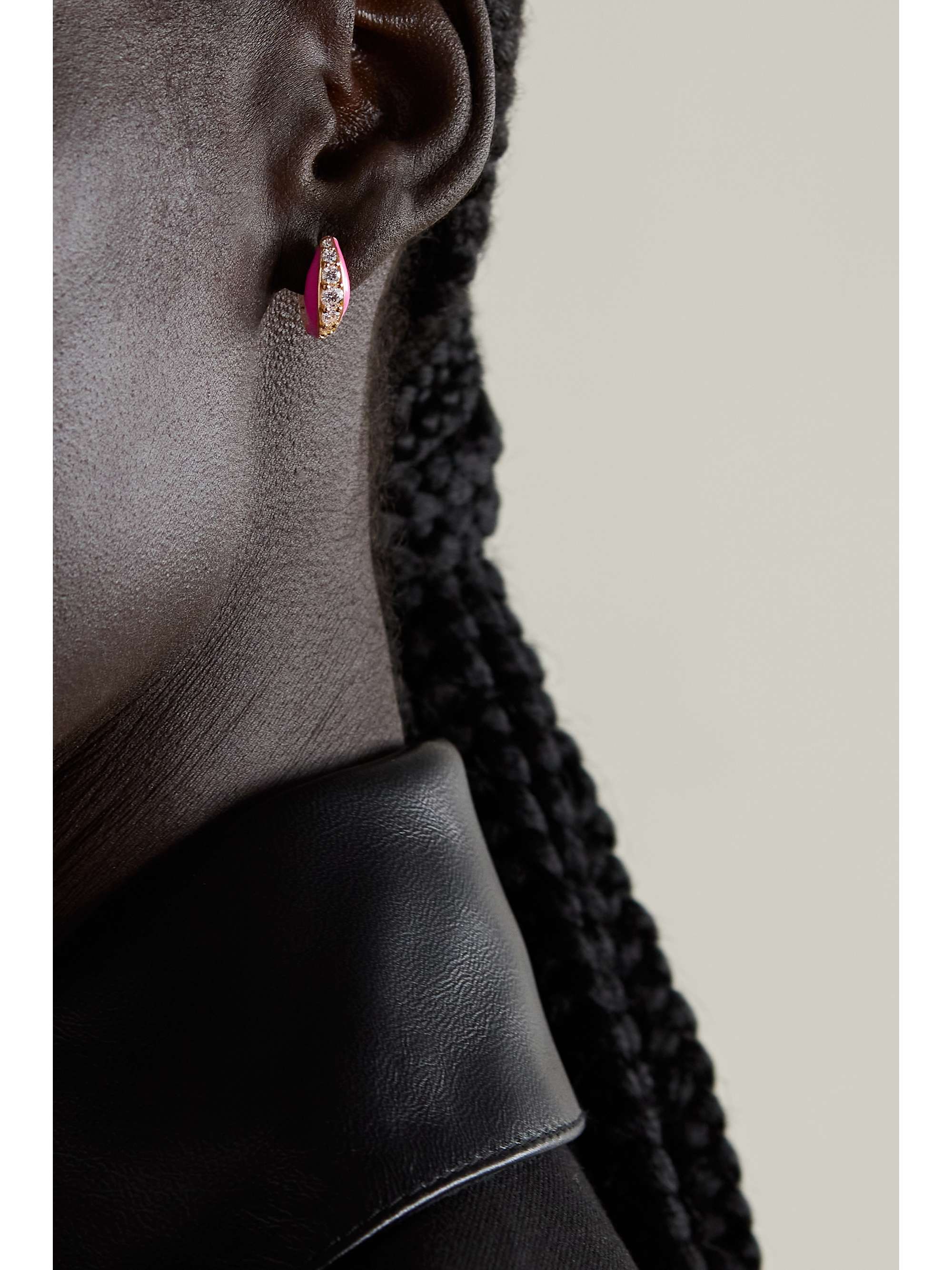 MELISSA KAYE Remi 18-karat gold, diamond and enamel earrings