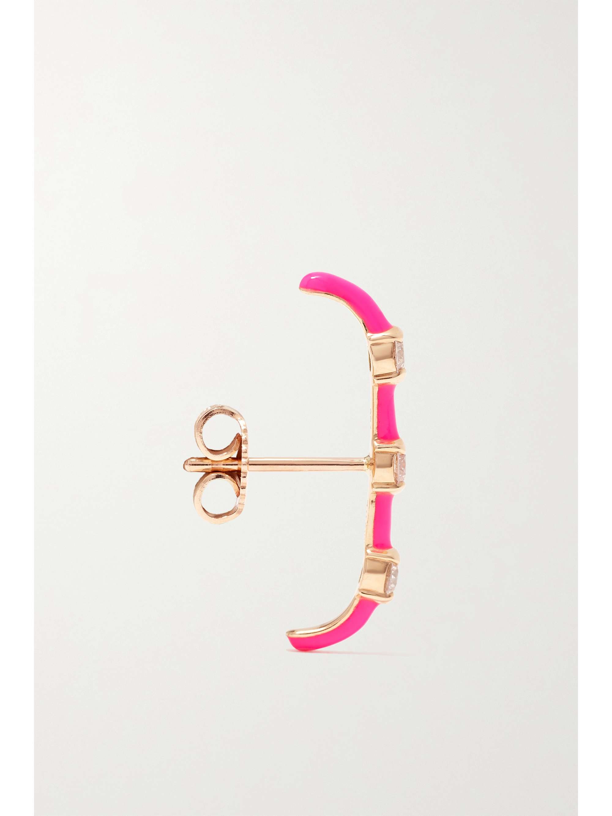 MELISSA KAYE Zea 18-karat rose gold, enamel and diamond single earring