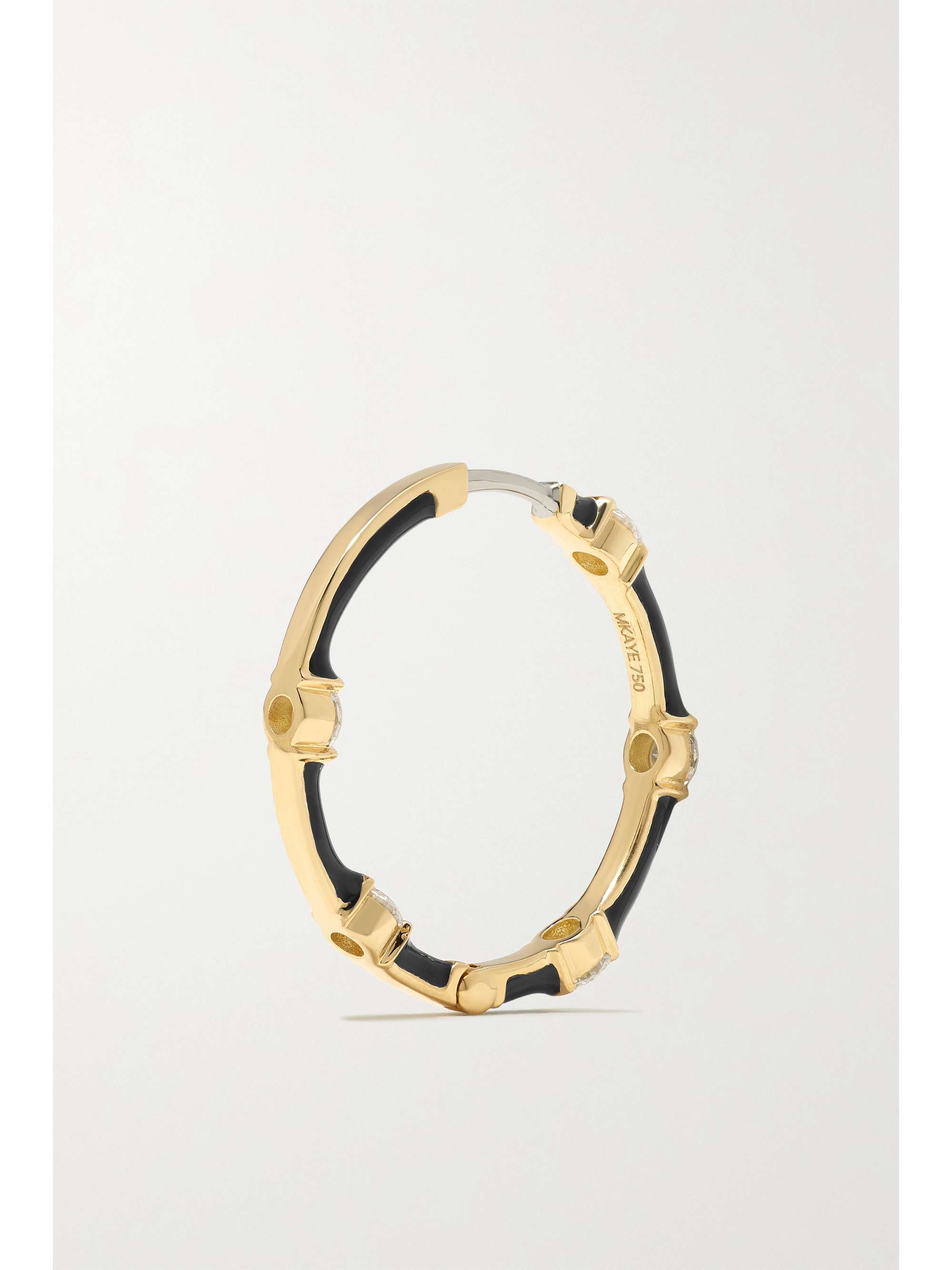 MELISSA KAYE Zea small 18-karat gold, enamel and diamond hoop earrings