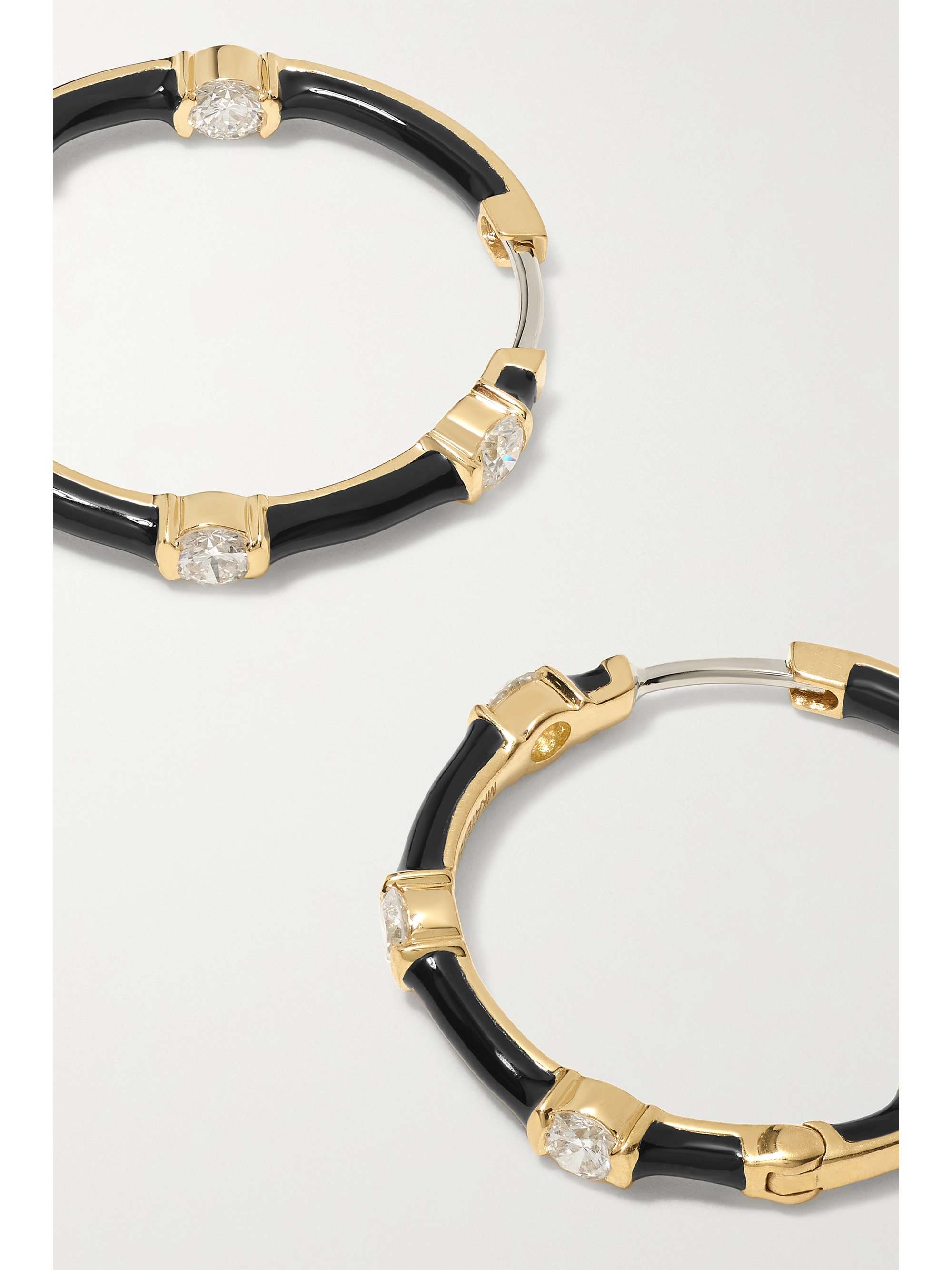MELISSA KAYE Zea small 18-karat gold, enamel and diamond hoop earrings