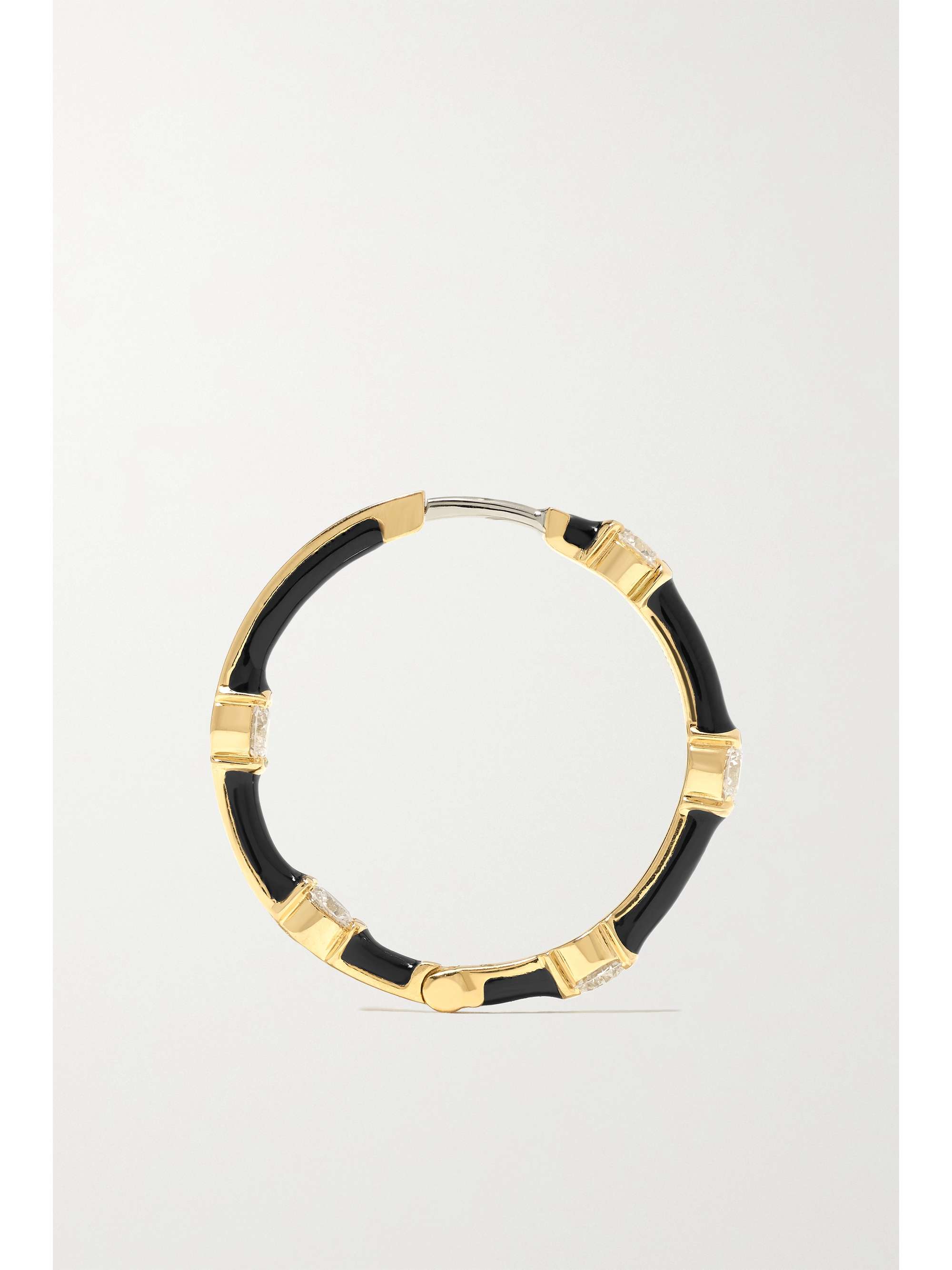 MELISSA KAYE Zea small 18-karat gold, enamel and diamond hoop earrings