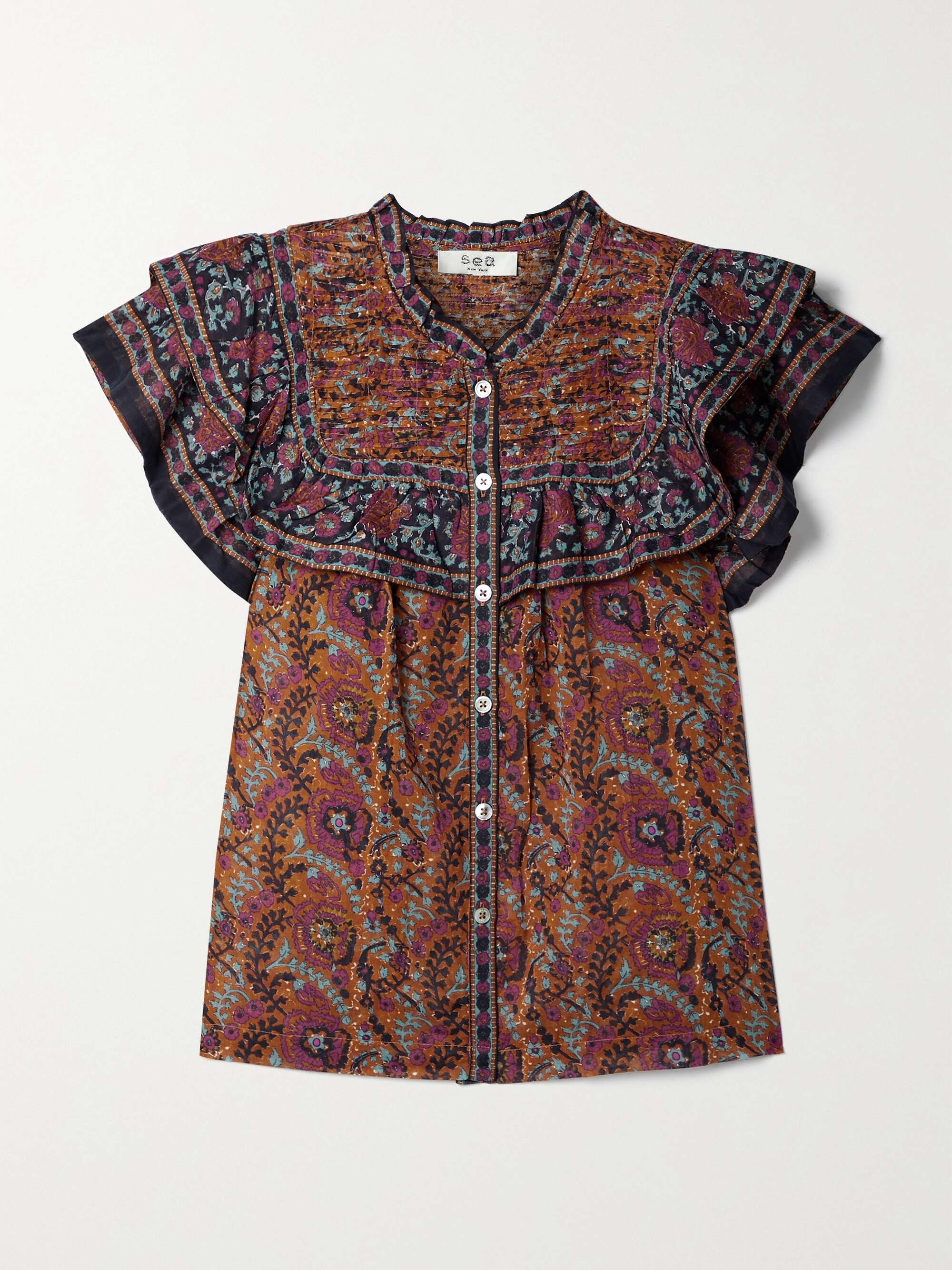 Brown Rosita ruffled floral-print 
