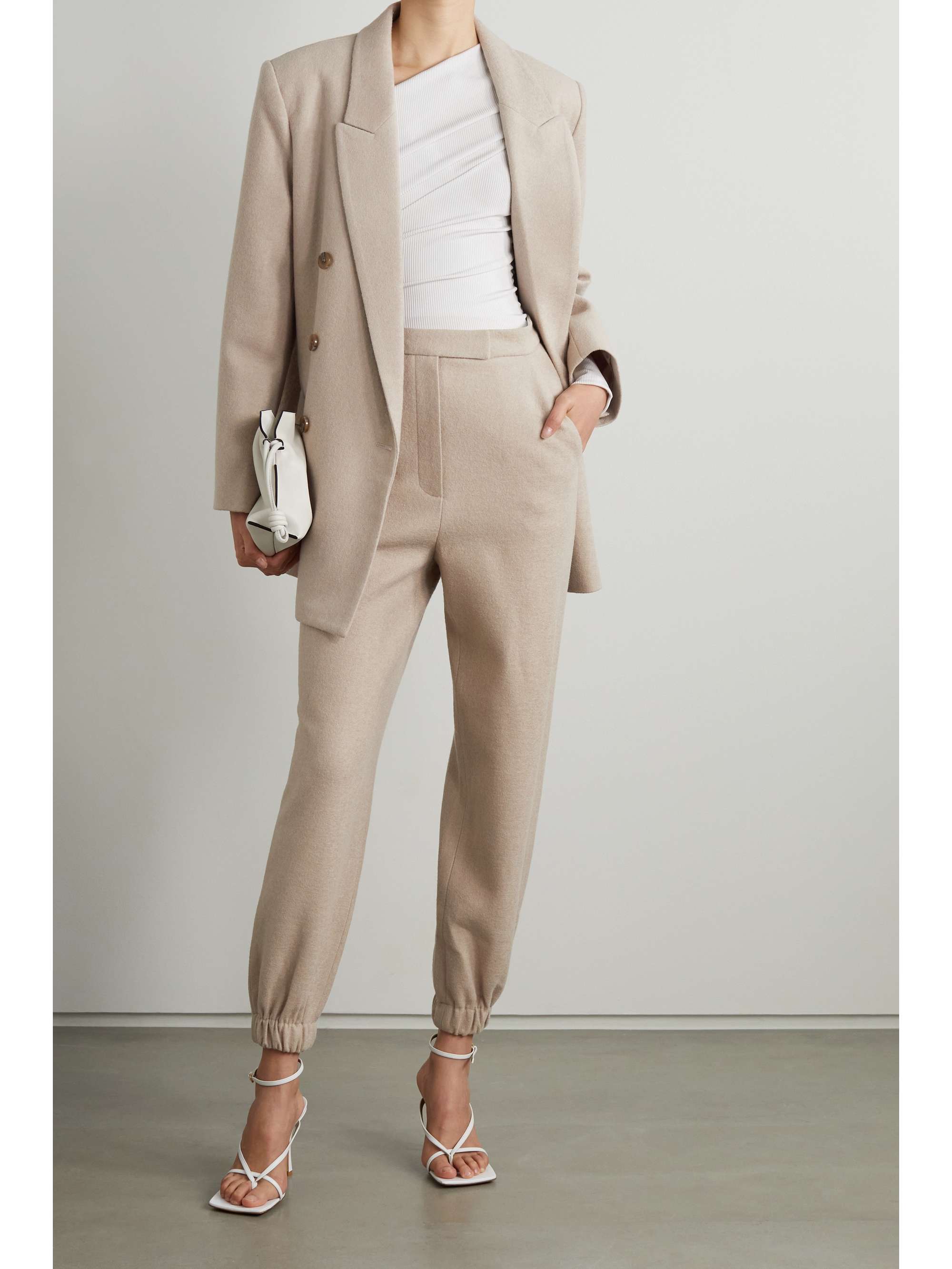 Neutral Samara wool-blend felt tapered 