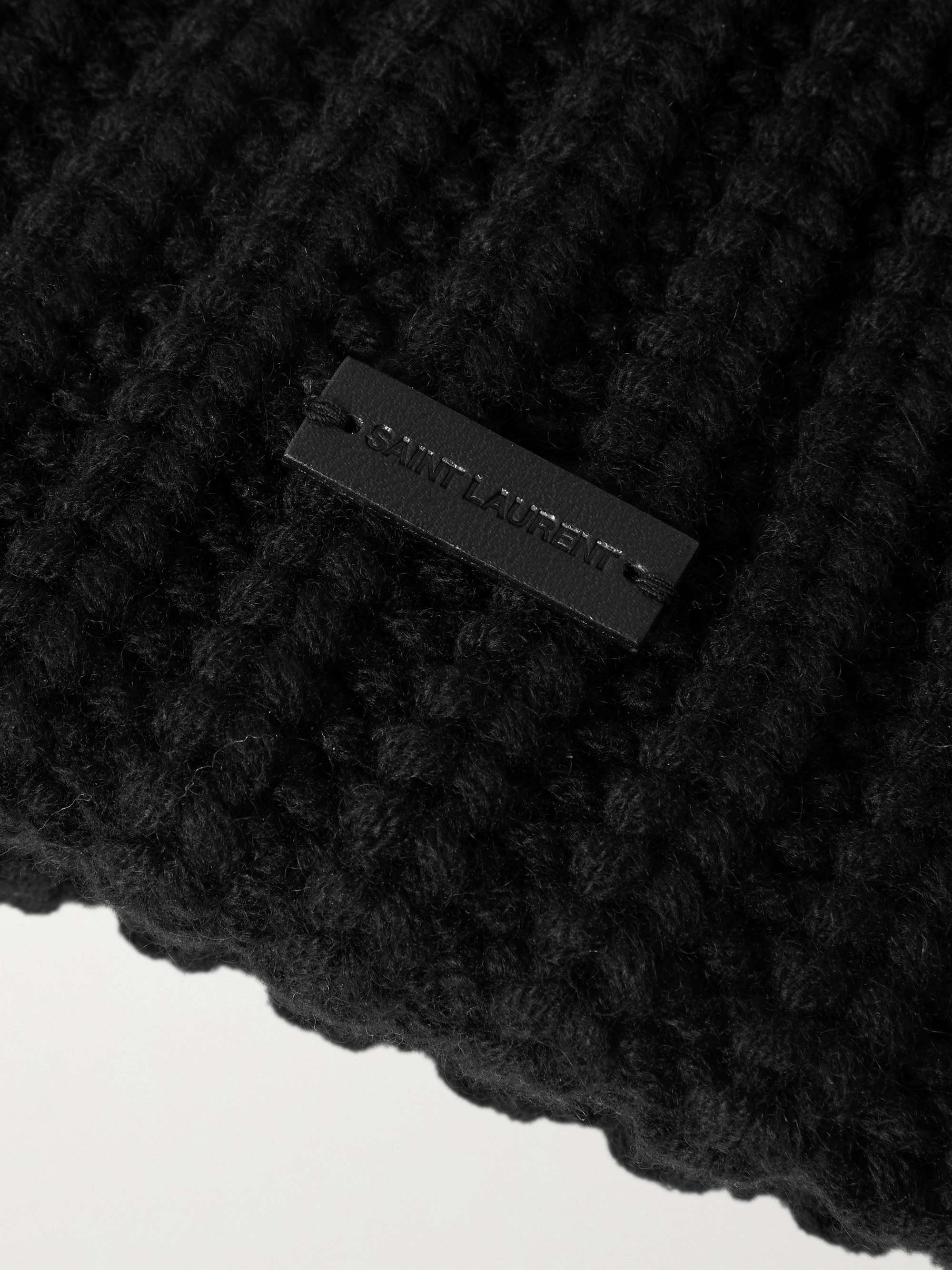 Appliquéd ribbed cashmere beanie