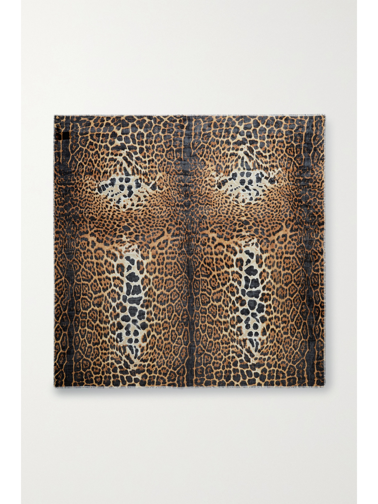 SAINT LAURENT - Leopard-print Cashmere And Silk-blend Scarf - Animal print